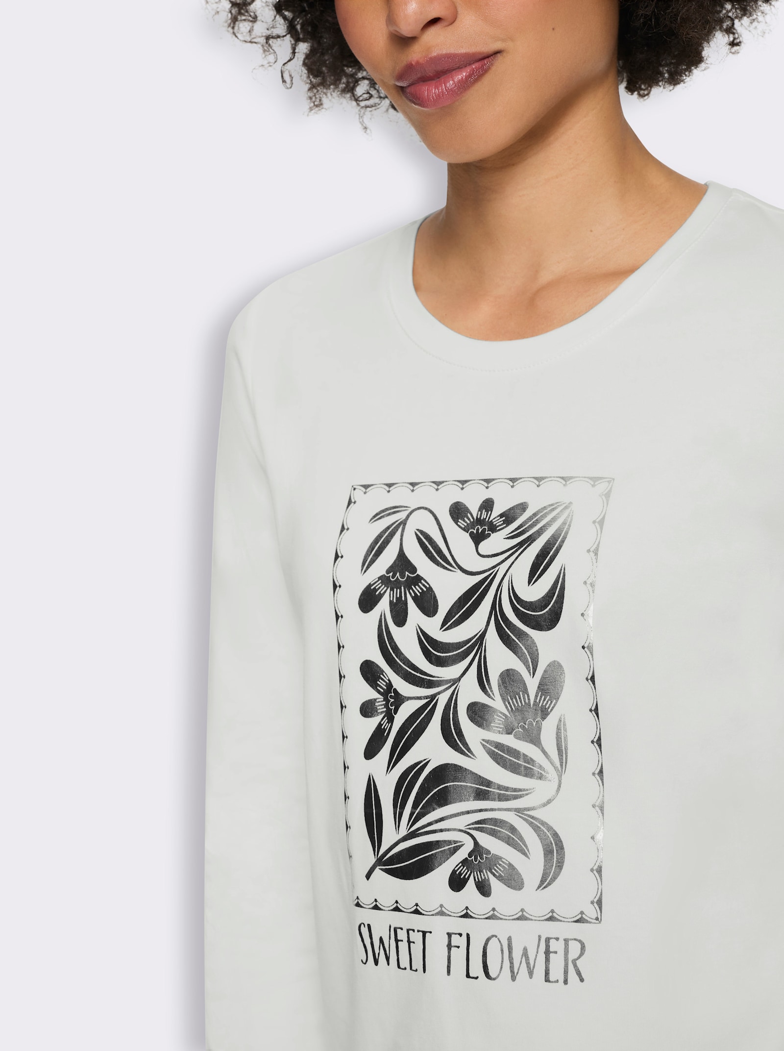 heine Langarmshirt mit Folienprint - ecru