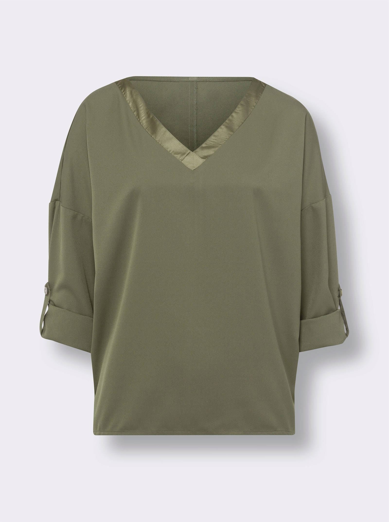heine Schlupfbluse mit Satinblende - khaki