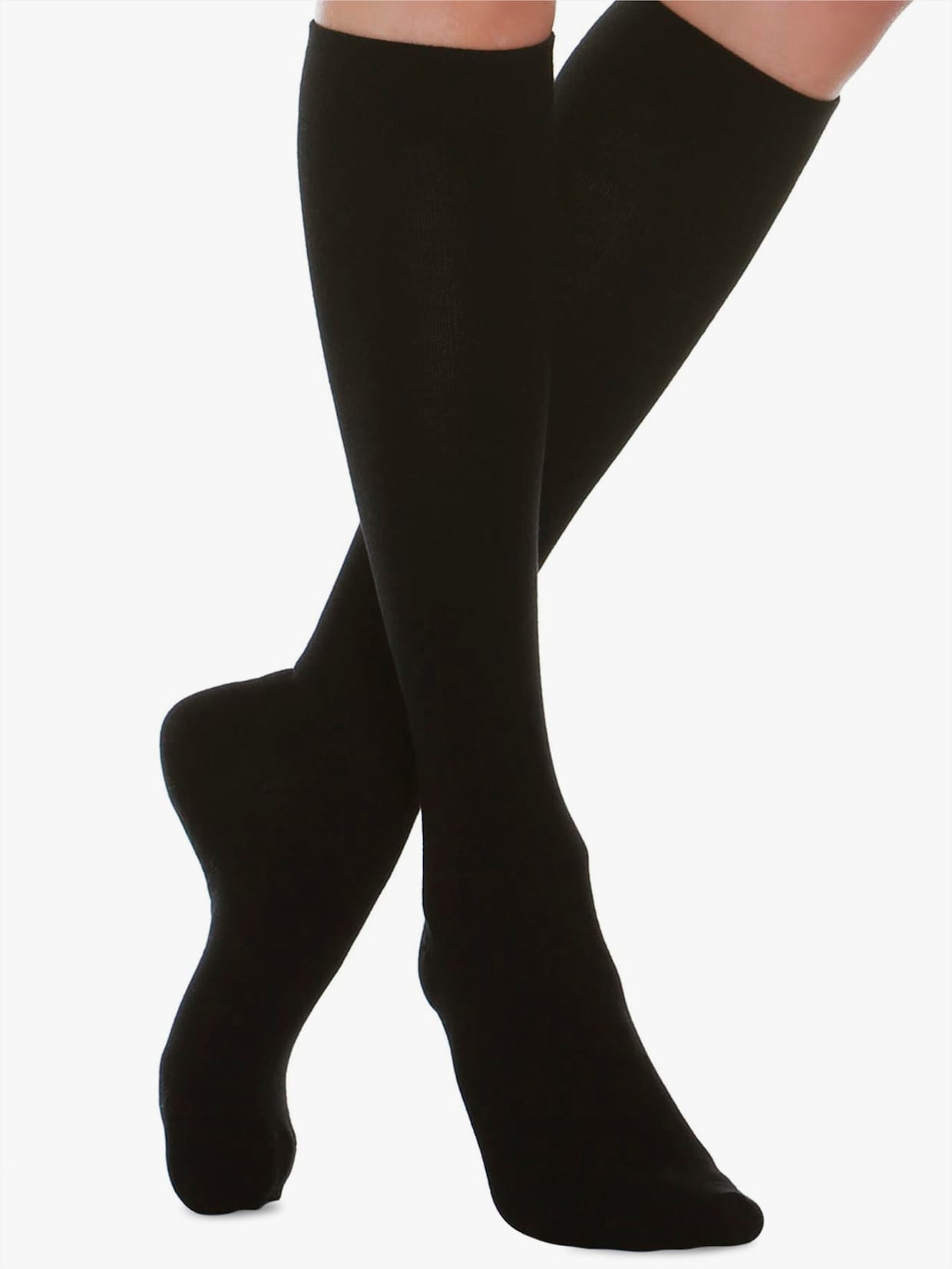 Stützstrümpfe mit hohem Woll-Anteil, wärmend - schwarz