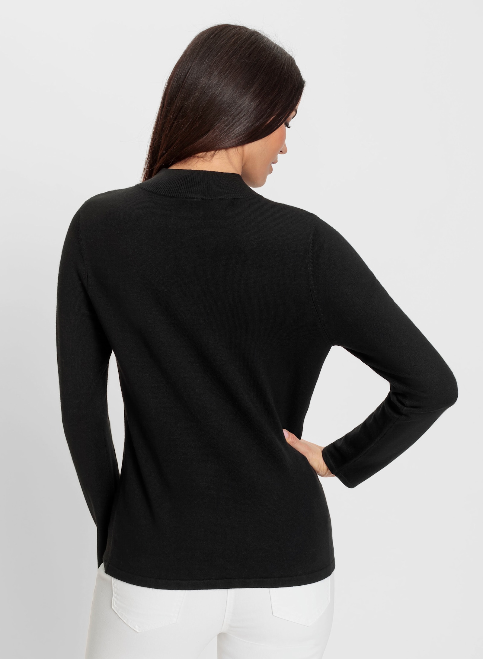 heine Feinstrickpullover mit Ketten-Detail - schwarz