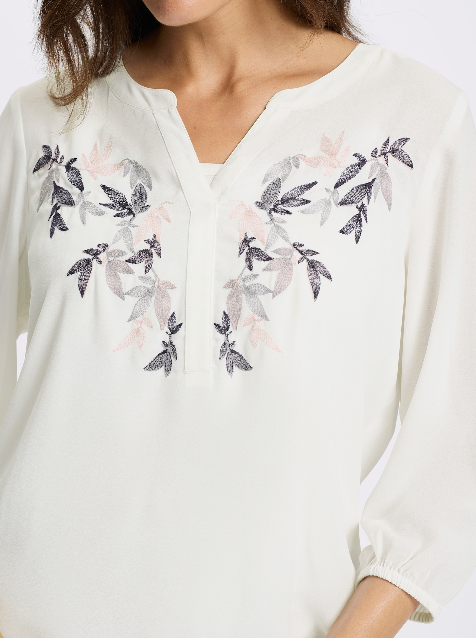 Schlupf-Bluse mit einknöpfbarem Top - ecru