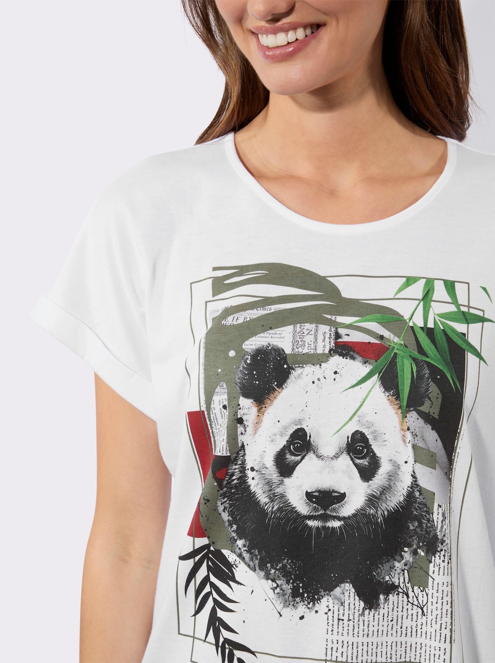 Shirt mit Panda-Motiv - weiß-bedruckt