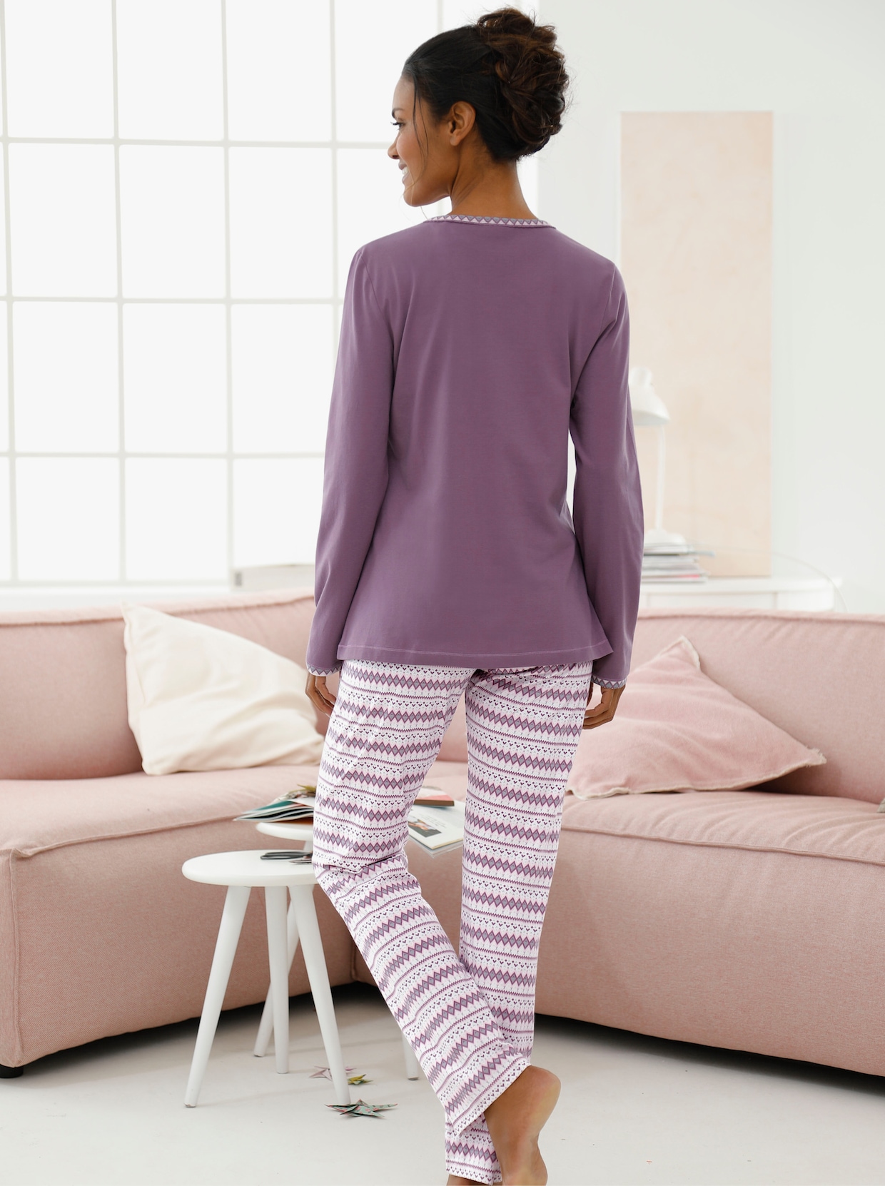 pastunette Pyjama - aubergine geprint