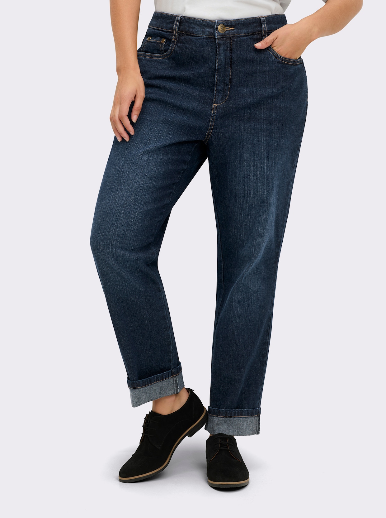 sheego High waist jeans - dark-blue