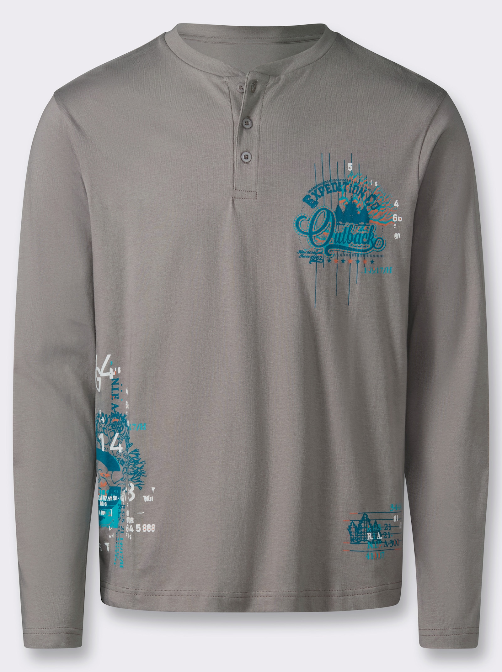 Langarmshirt mit Prints - grau-bedruckt