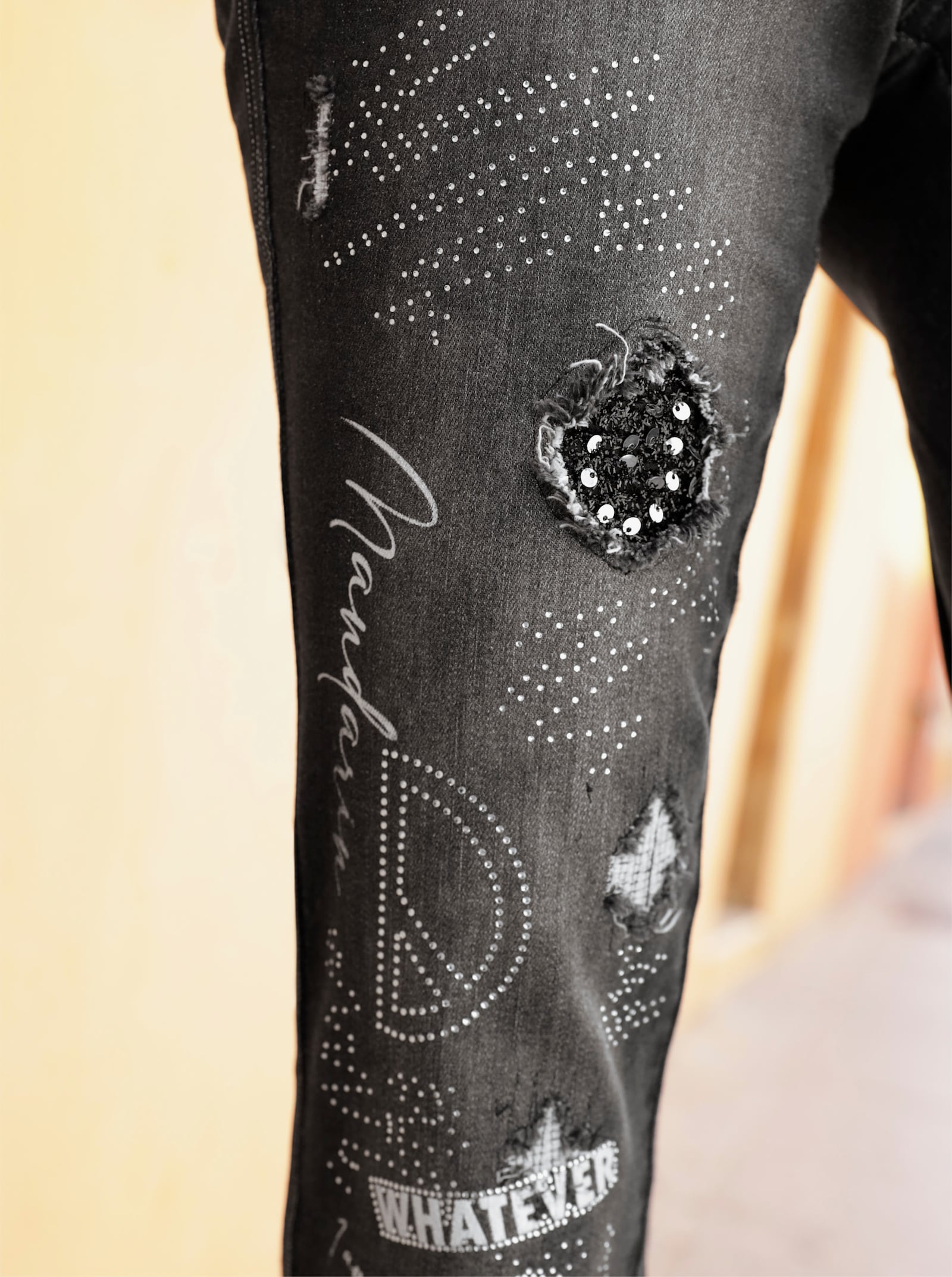 heine Jeans mit Pailletten - anthrazit-grey-denim