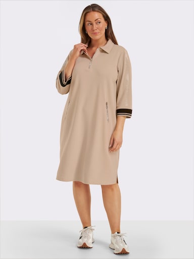 Polokleid im hochwertigen Modal-Mix - beige-schwarz