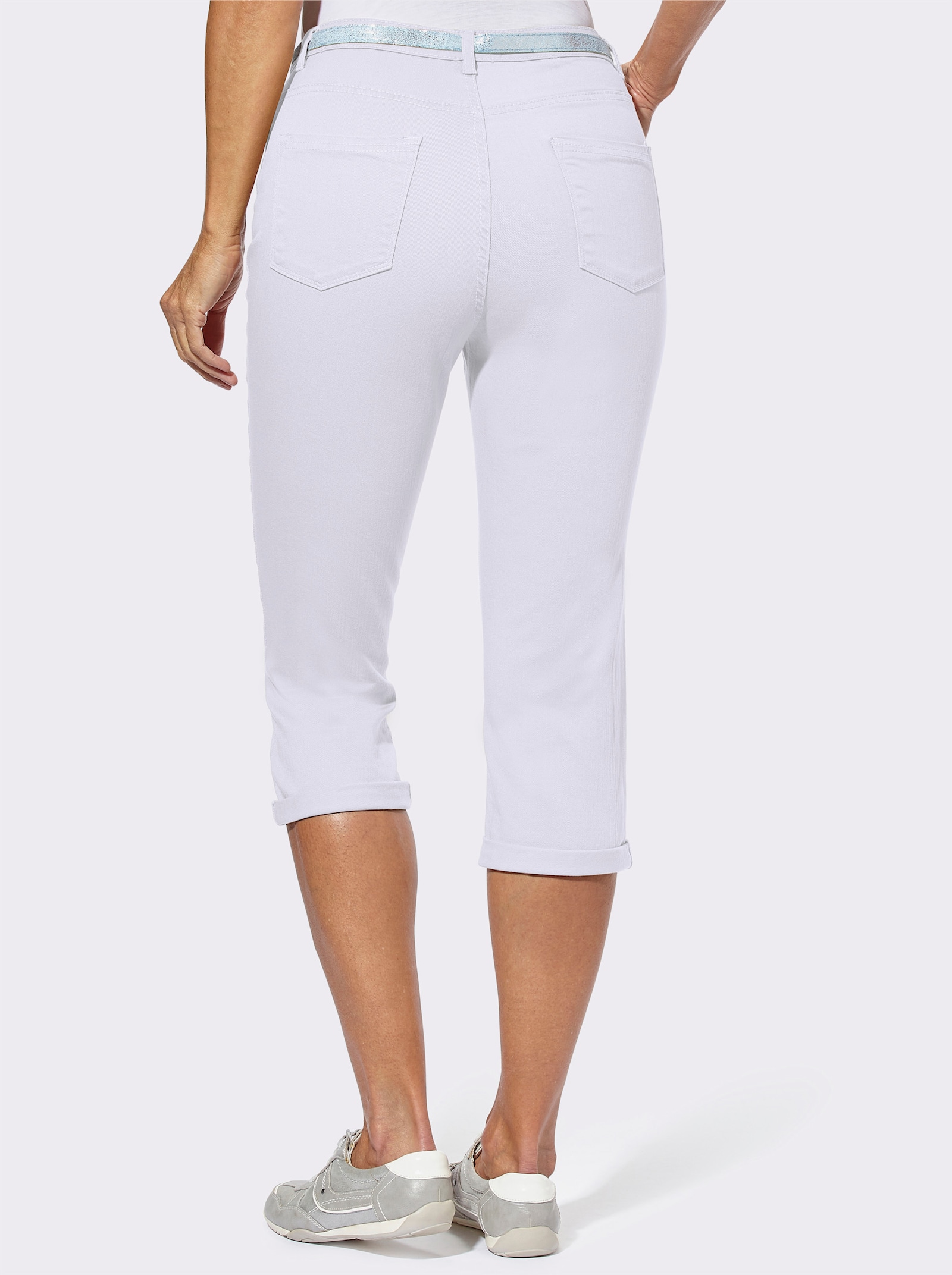 Capri-jeans inclusief ceintuur - wit