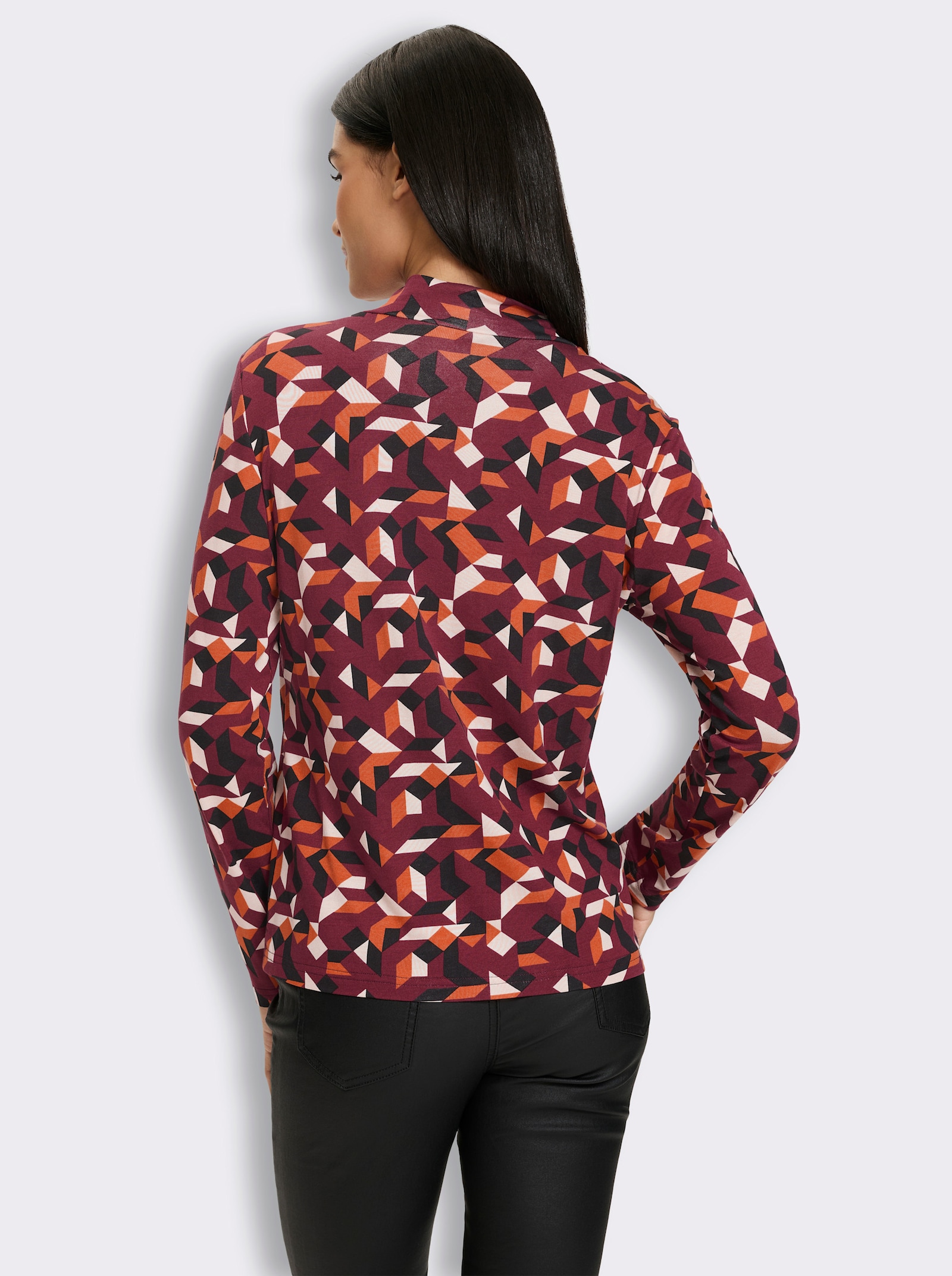 heine Stehkragenshirt mit Grafik-Print - dunkelrot-champagner-bedruckt