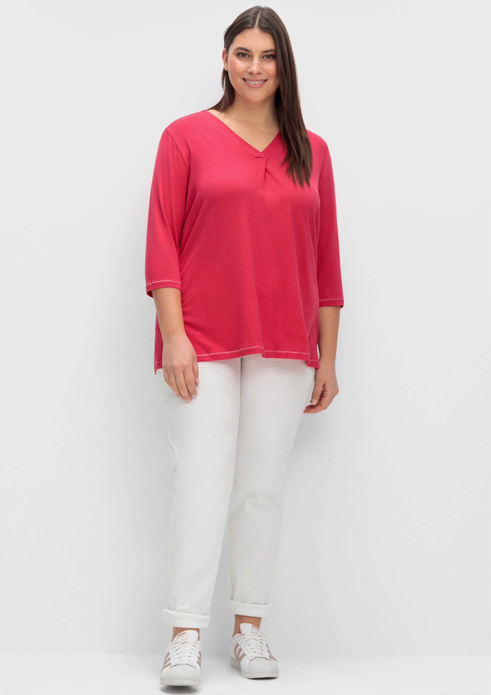 sheego Schlupfhose in schmaler Form, aus Twill - weiß