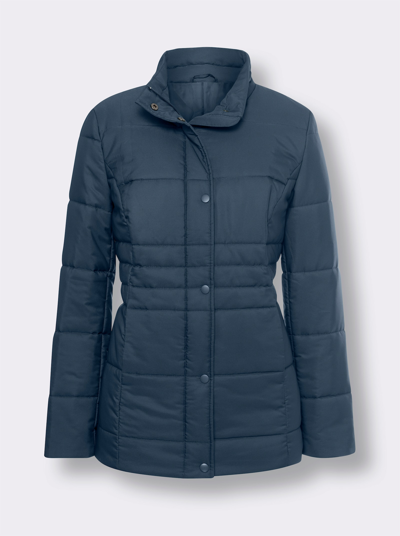 Quiltad jacka med ståkrage - mörkblå