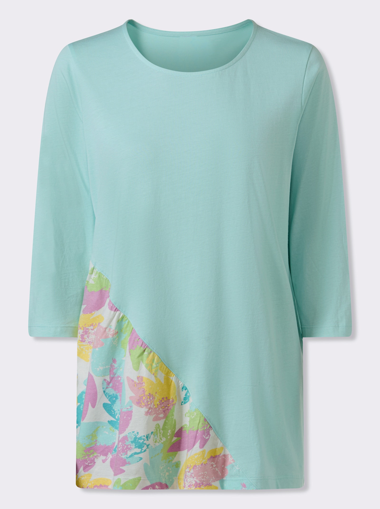 Longshirt mit bedrucktem Einsatz vorne - mint-orchidee