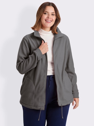 Fleecejacke Kordeldurchzug am Saum - grau