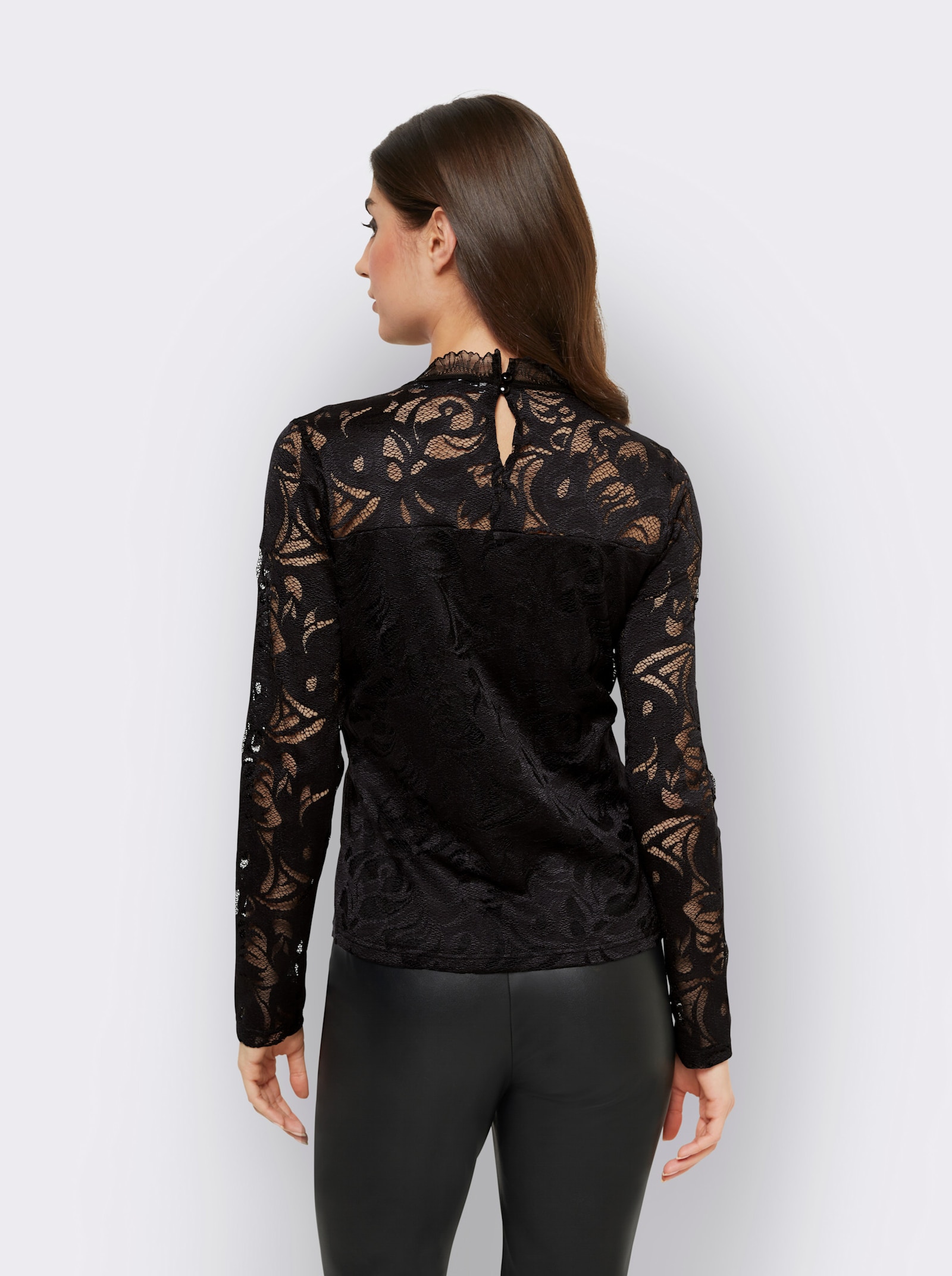 heine Langarmshirt aus Spitze - schwarz