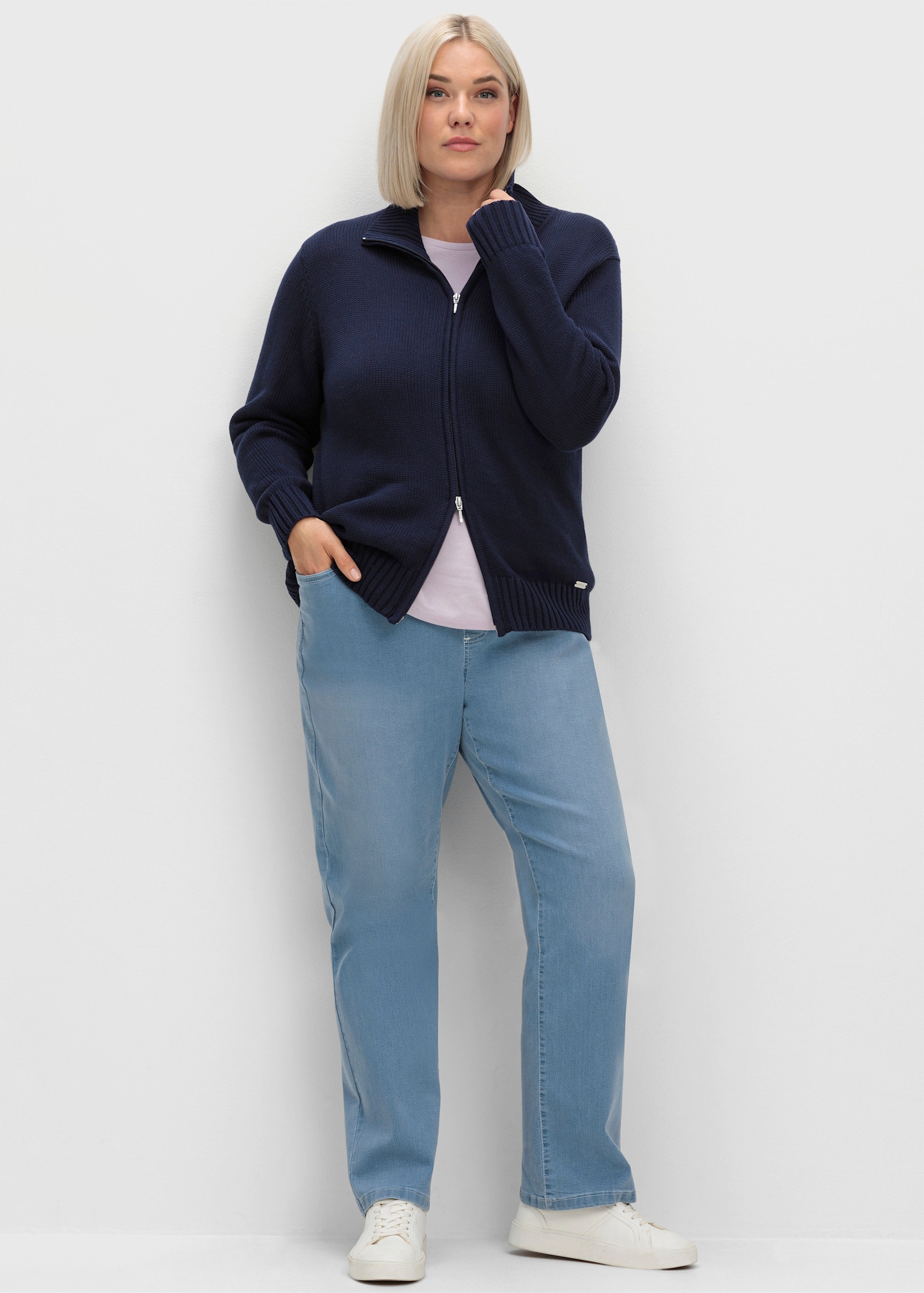 Strickjacke mit 2-Wege-Reißverschluss - marine