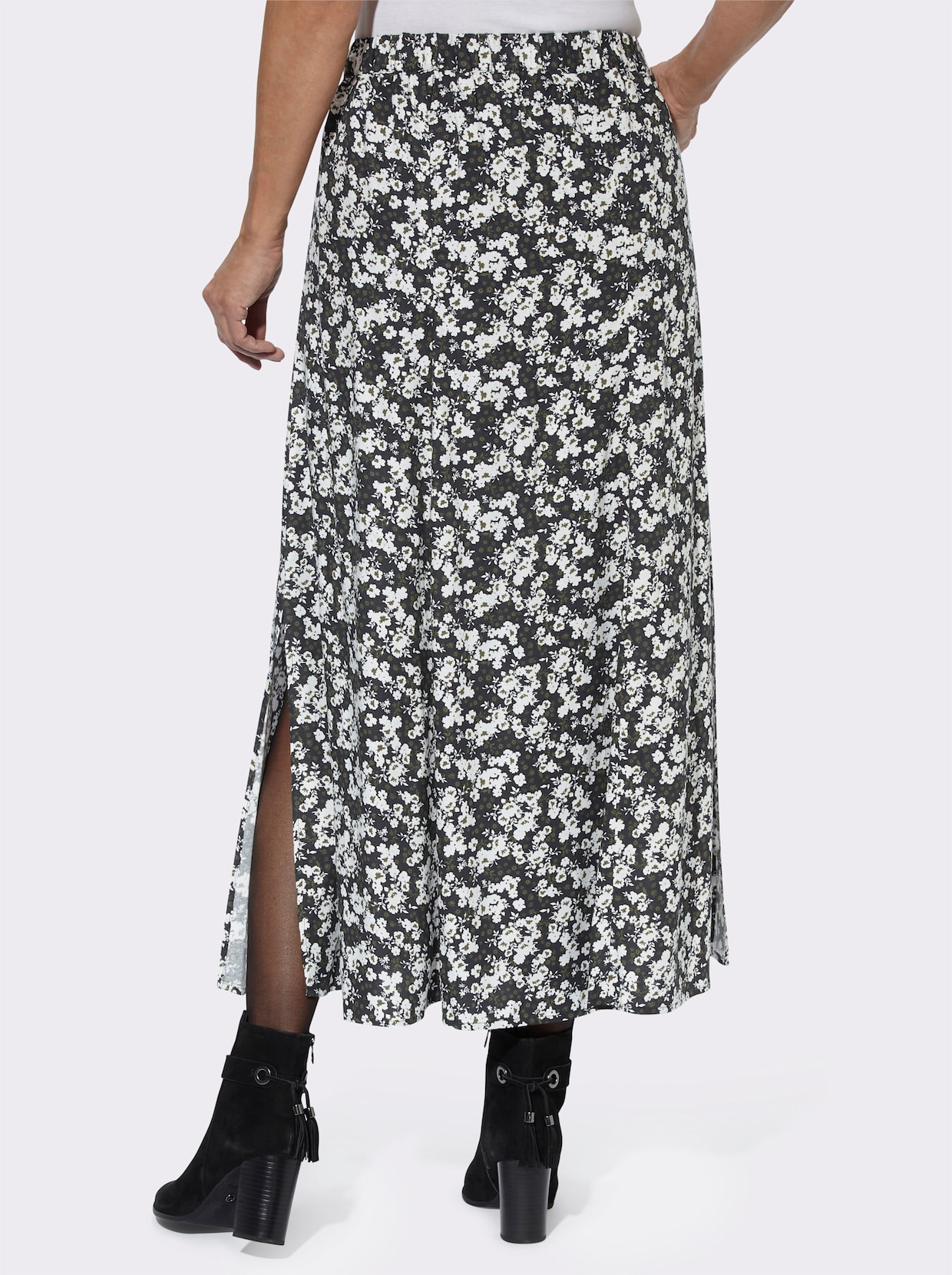 Rok met print - zwart/ecru geprint