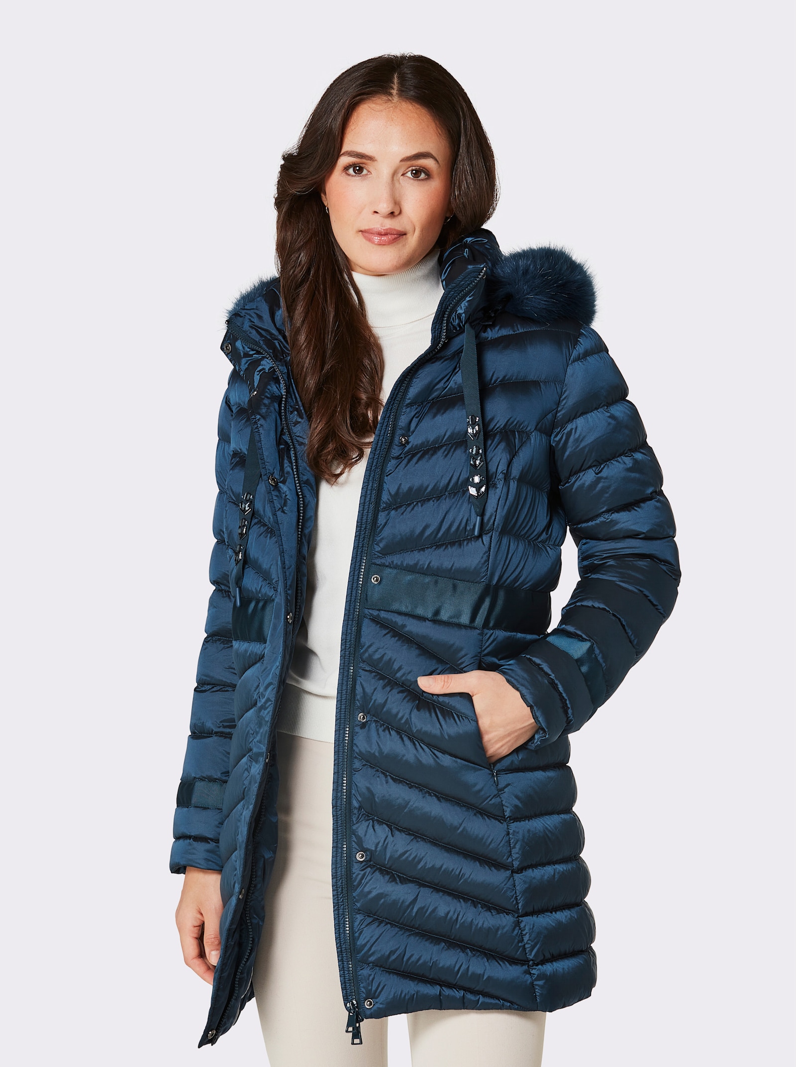 Manisa Veste en duvet en qualité piquée - bleu fumée