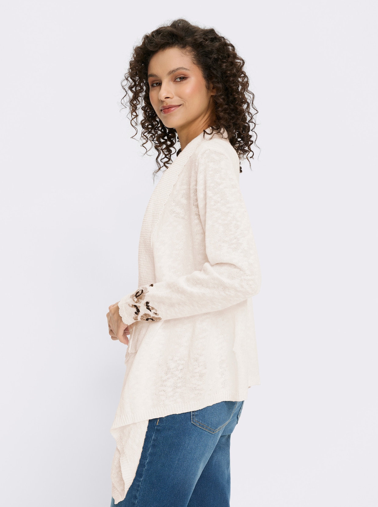 heine Feinstrickjacke - ecru-beige-bedruckt