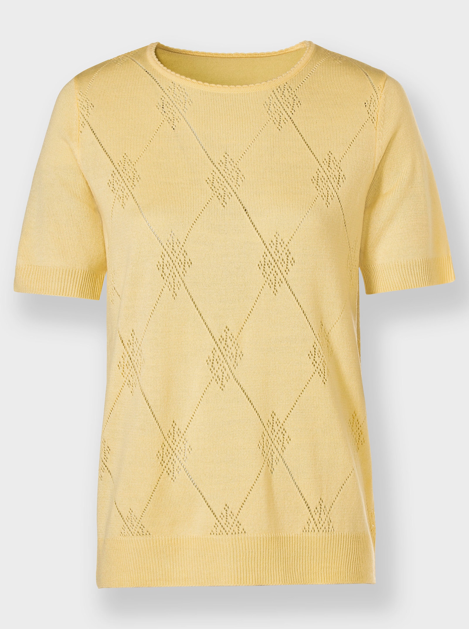 Rundhalspullover hinten glatt gestrickt - vanille