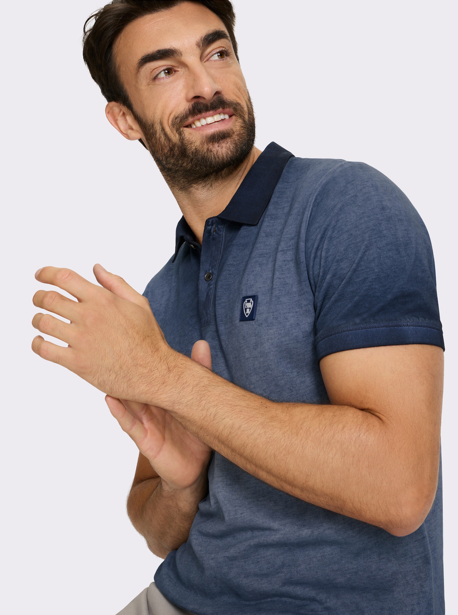 Catamaran Kurzarmshirt in verwaschener Optik - dunkelblau