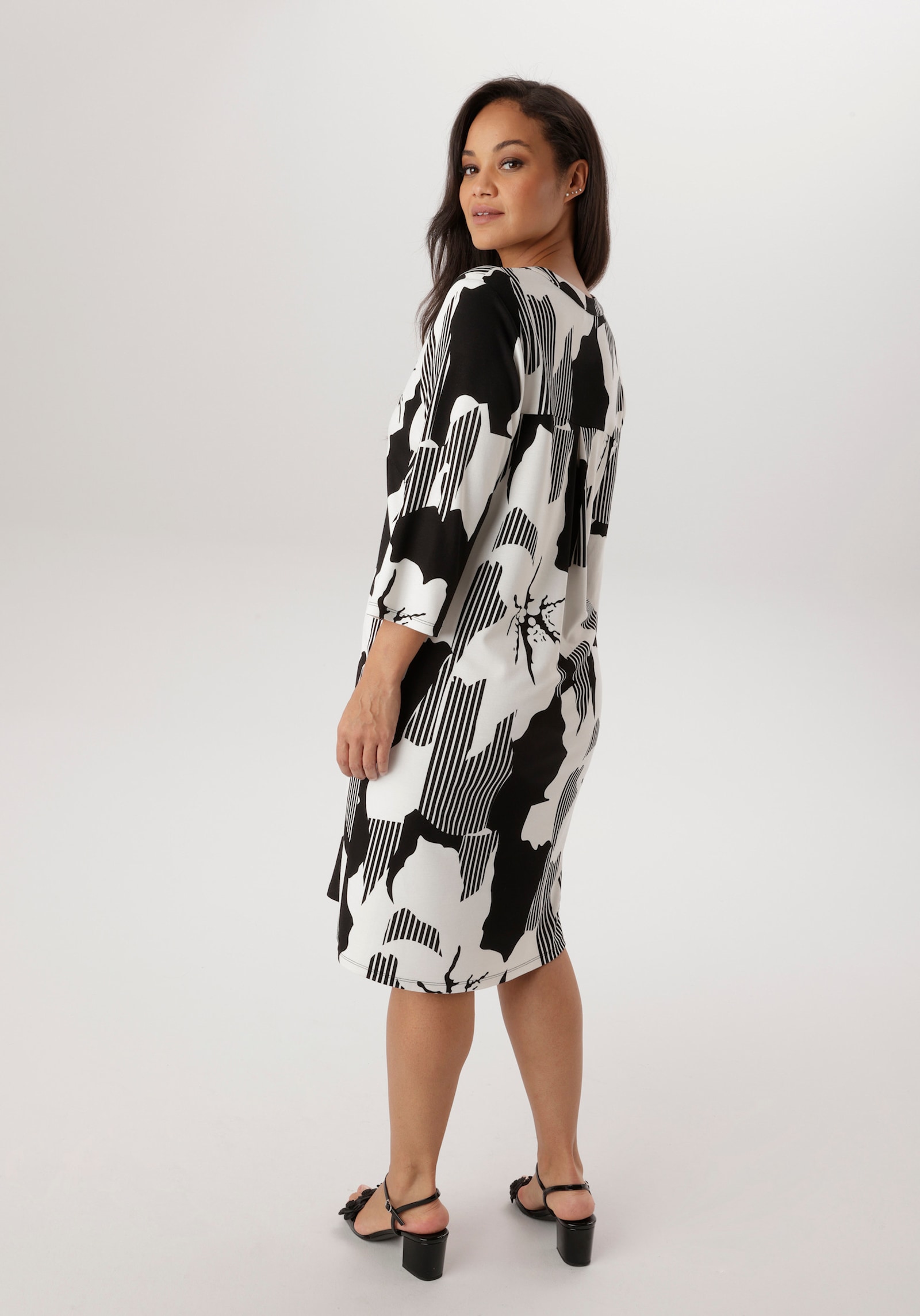 Aniston PLUS Jerseykleid - schwarz-weiß