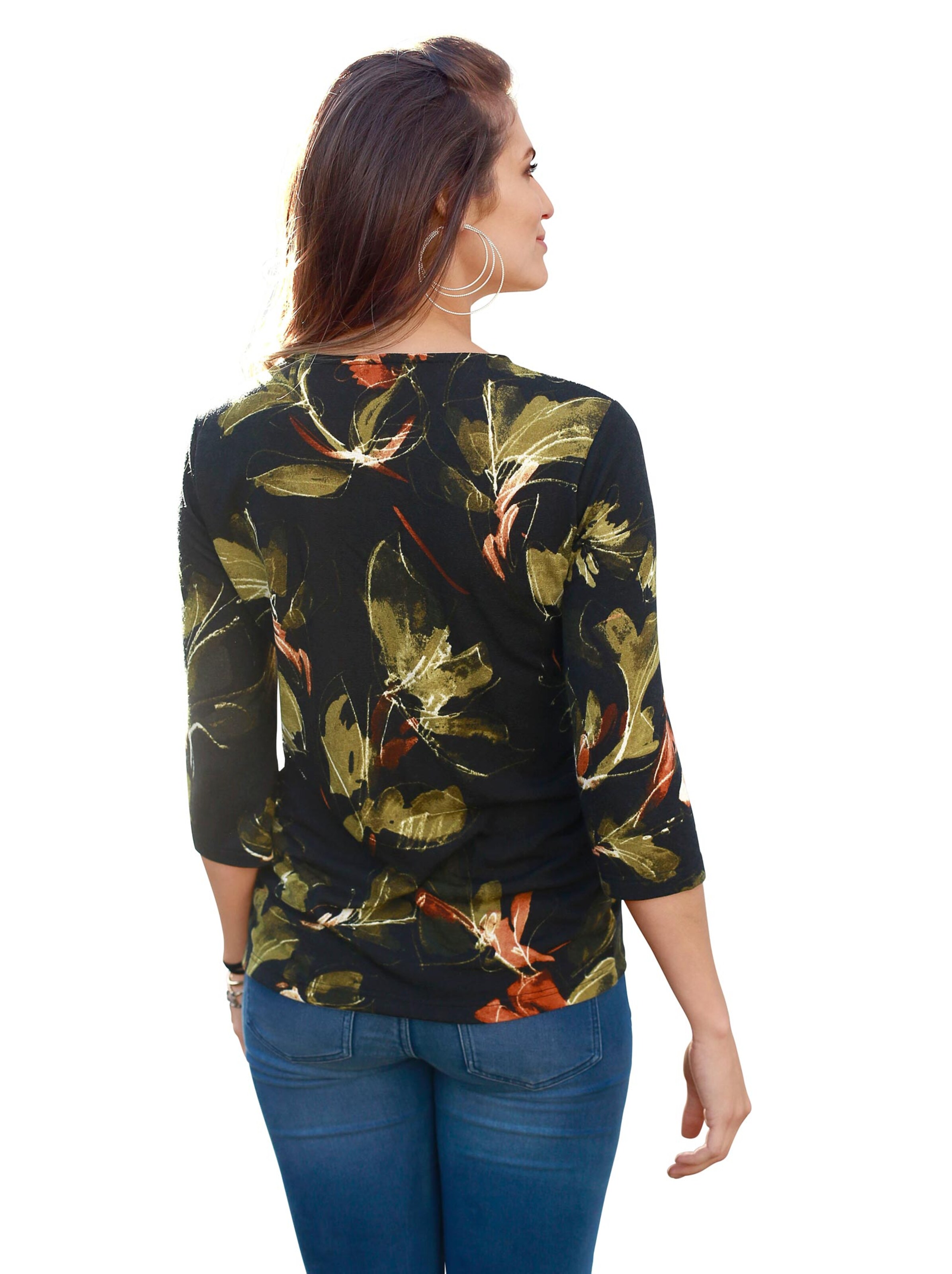 Pullover - oliv-bedruckt