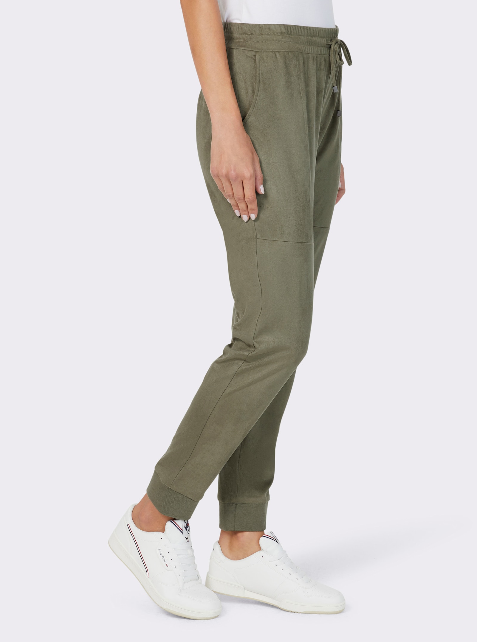 heine Jogg Pants in Veloursleder-Optik - khaki