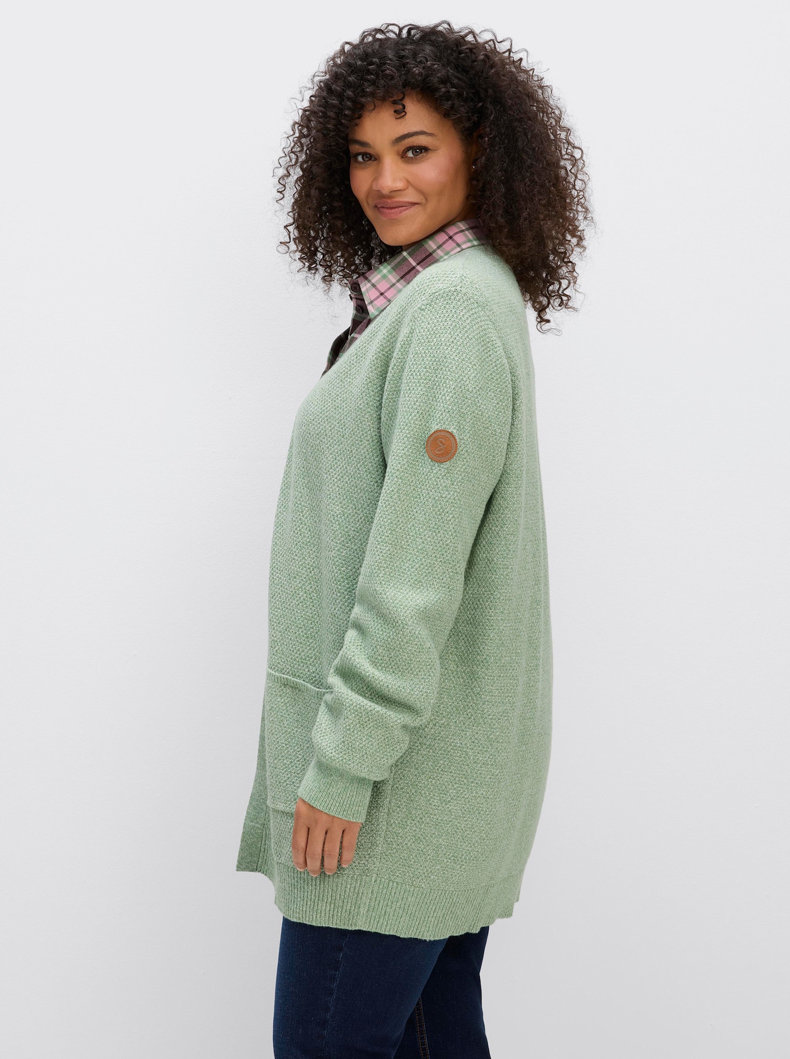 sheego Strickjacke in softer Strukturqualität - eucalyptus-meliert