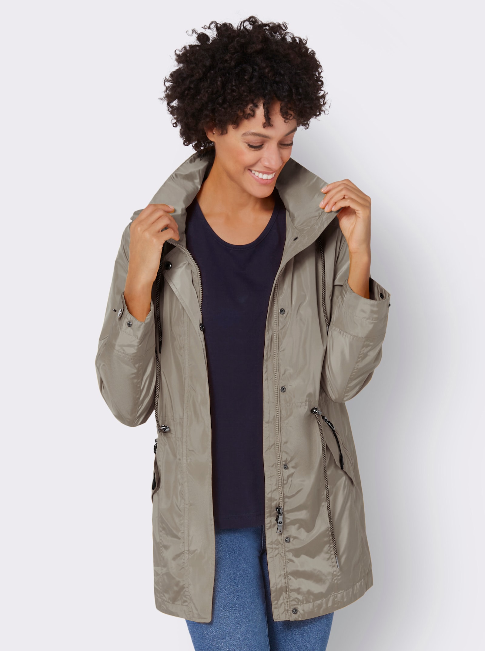 Parka mit Jerseyfutter in Melange-Optik - schlamm