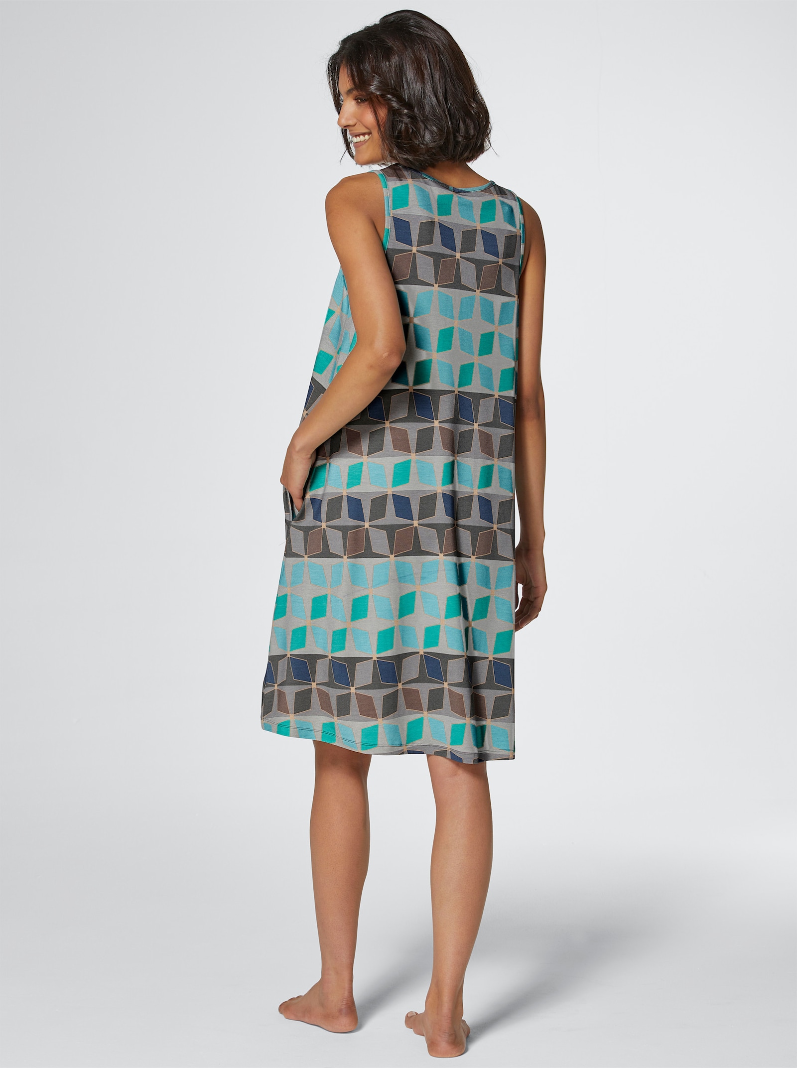 feel good Sommerkleid mit seitlichen Taschen - aquamarin-gemustert