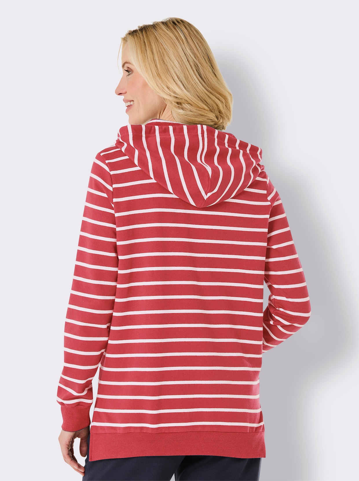 Catamaran Sports Sweatshirt - grapefruit/wit gestreept