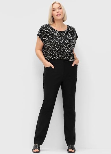 sheego Kurzarmshirt - schwarz-gemustert