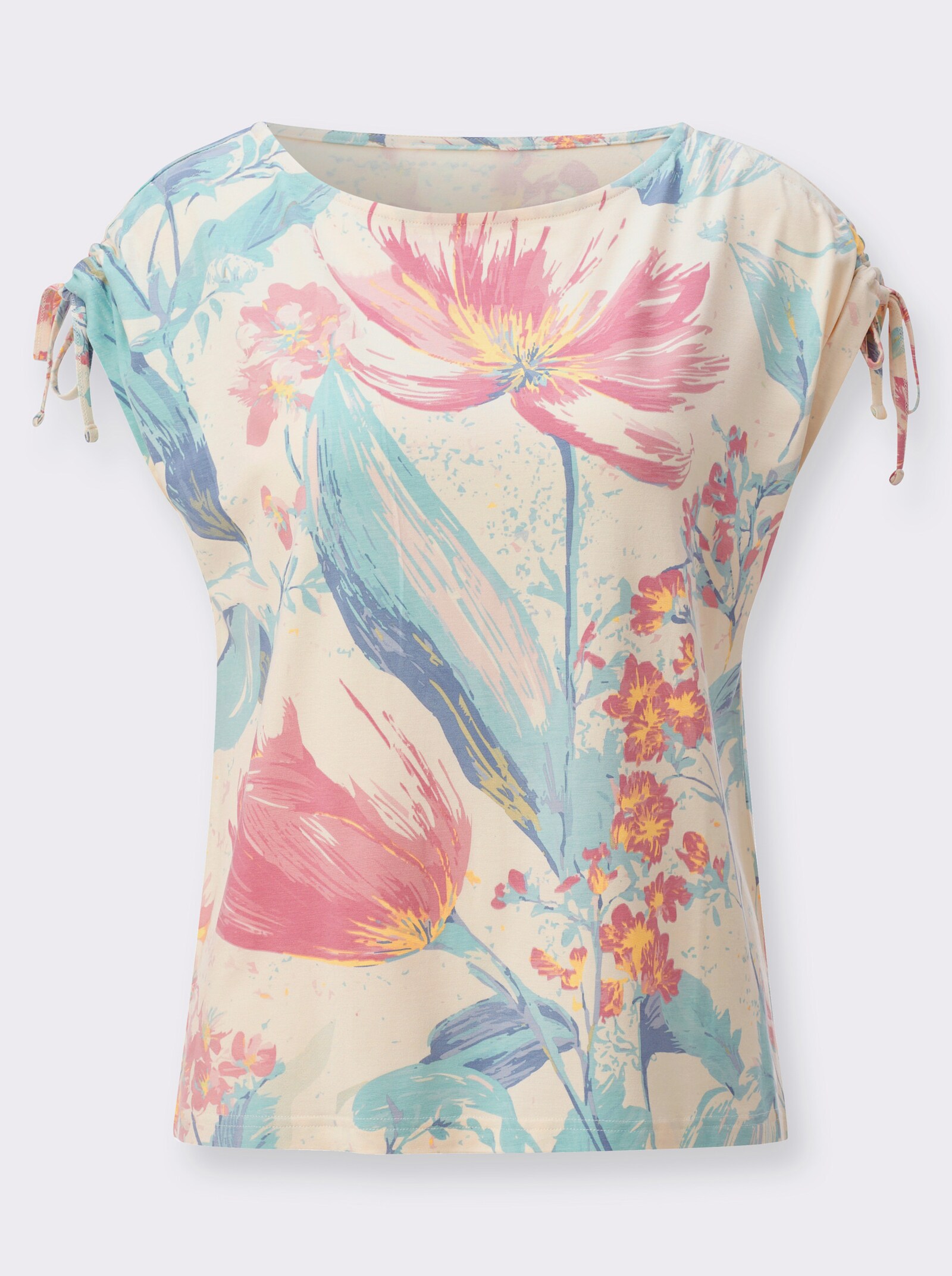 Kurzarmshirt mit platziertem Druckmuster - champagner-mint-bedruckt