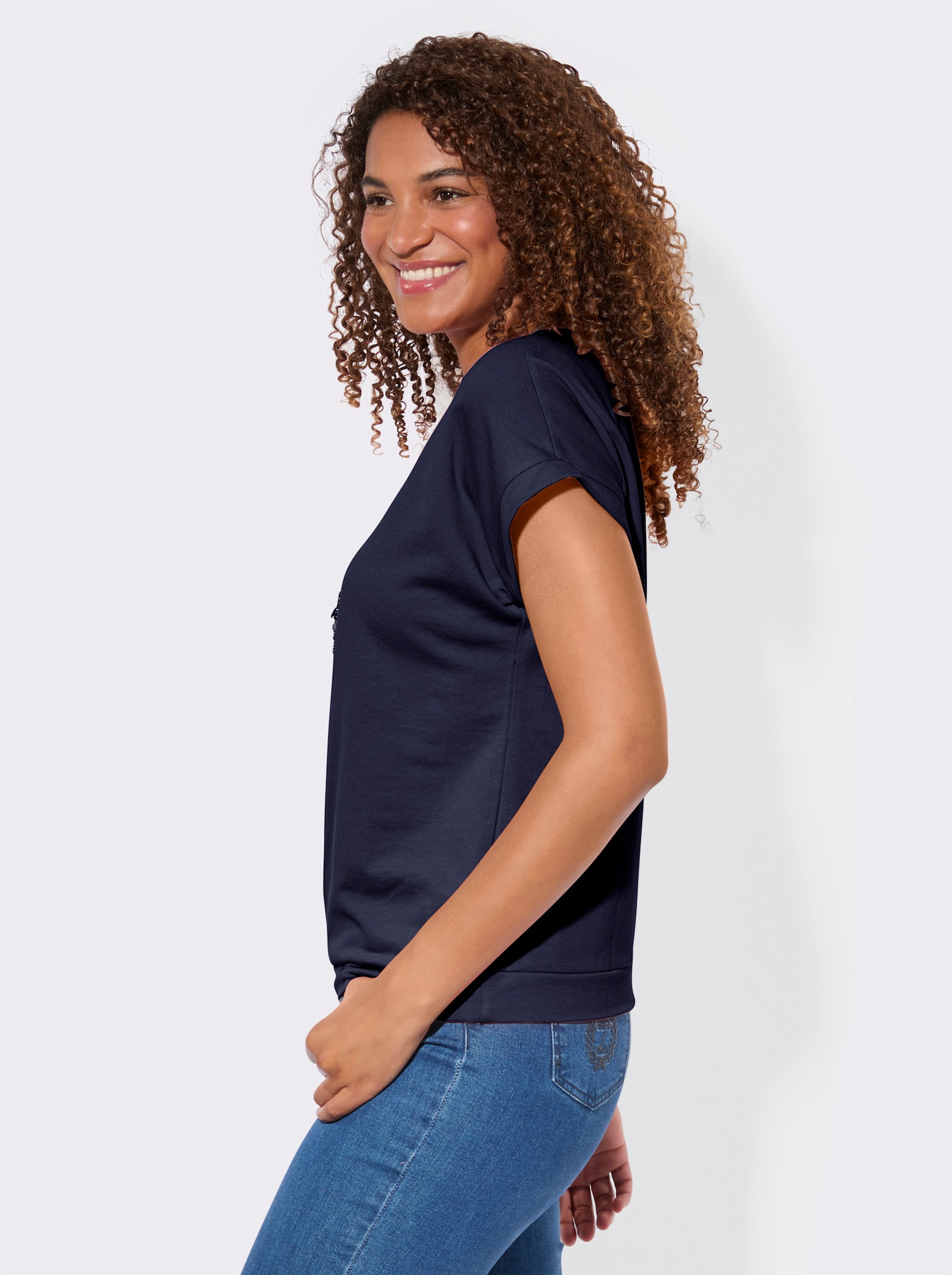 Sweatshirt im Baumwoll-Mix - marine