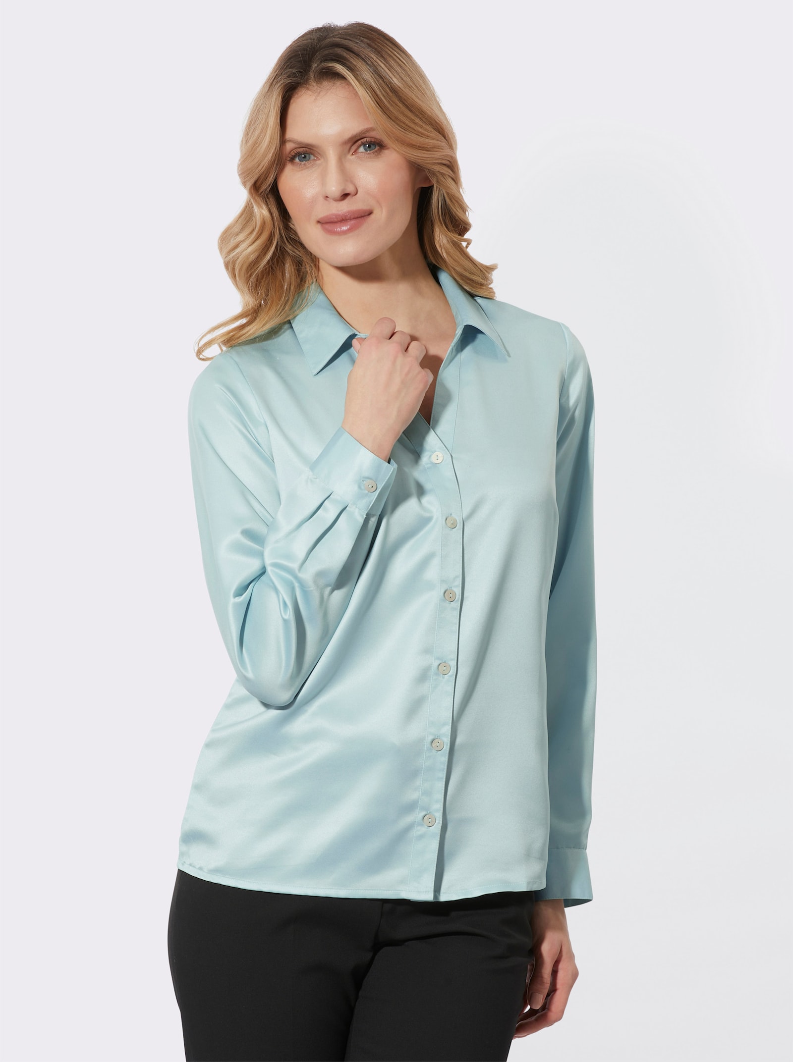 Saténová halenka s manžetami na knoflík - limetková