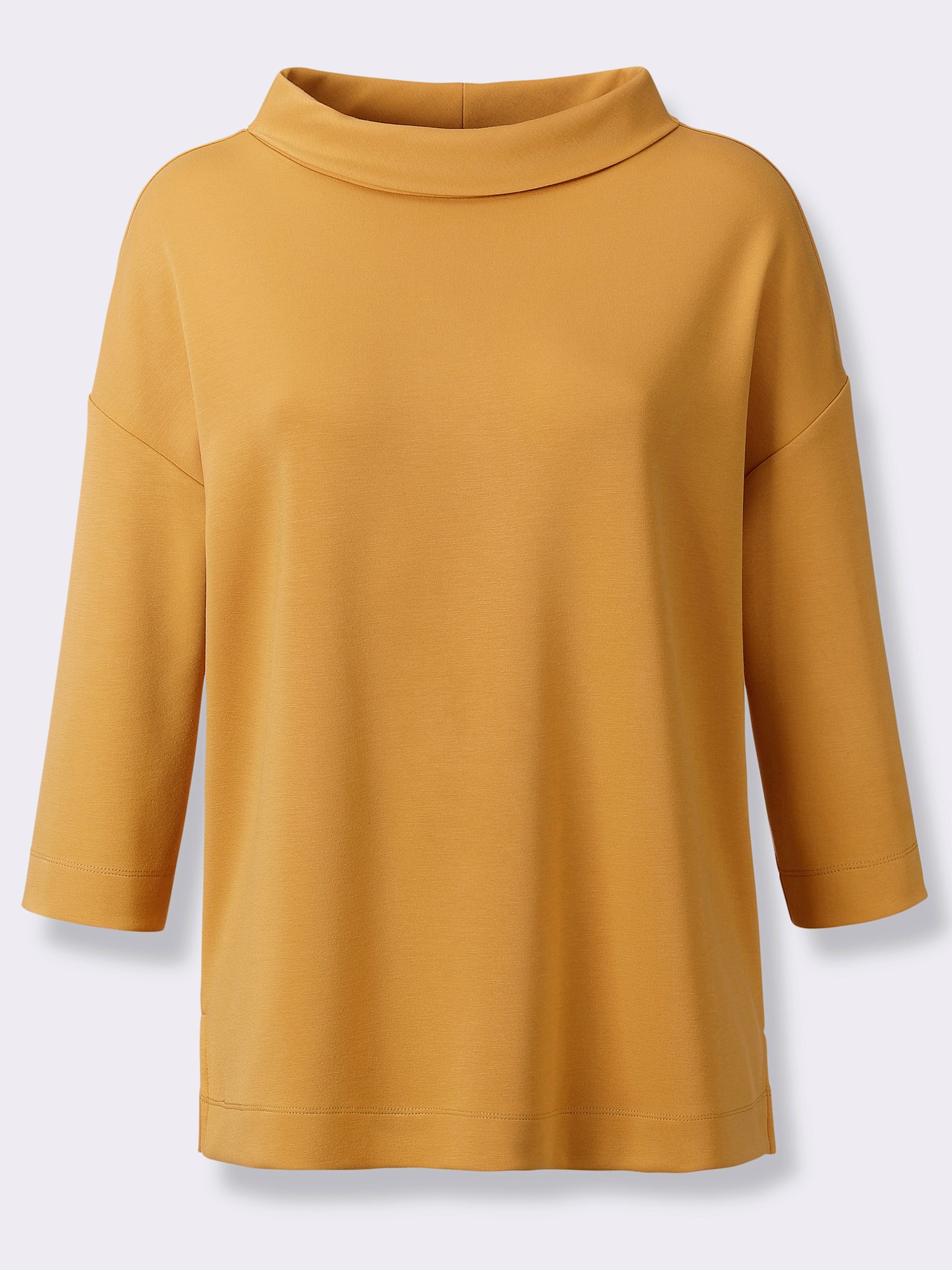 Rollkragenshirt mit Zierknöpfen im Rückteil - ocker