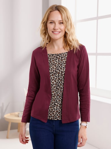 2-in-1-Shirt mit Animal-Print - bordeaux