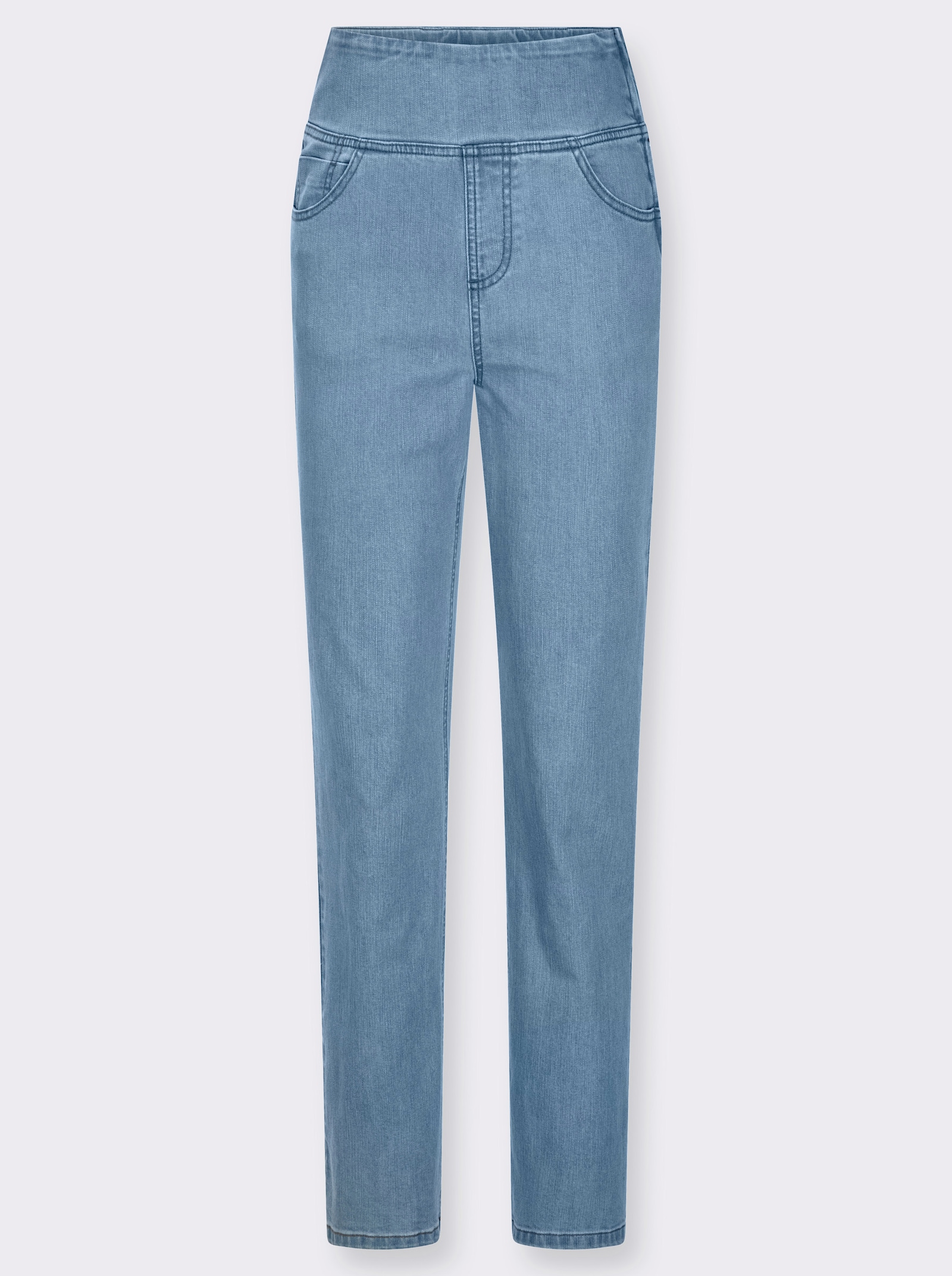 Gerade Jeans mit hohem Bund - blue-bleached