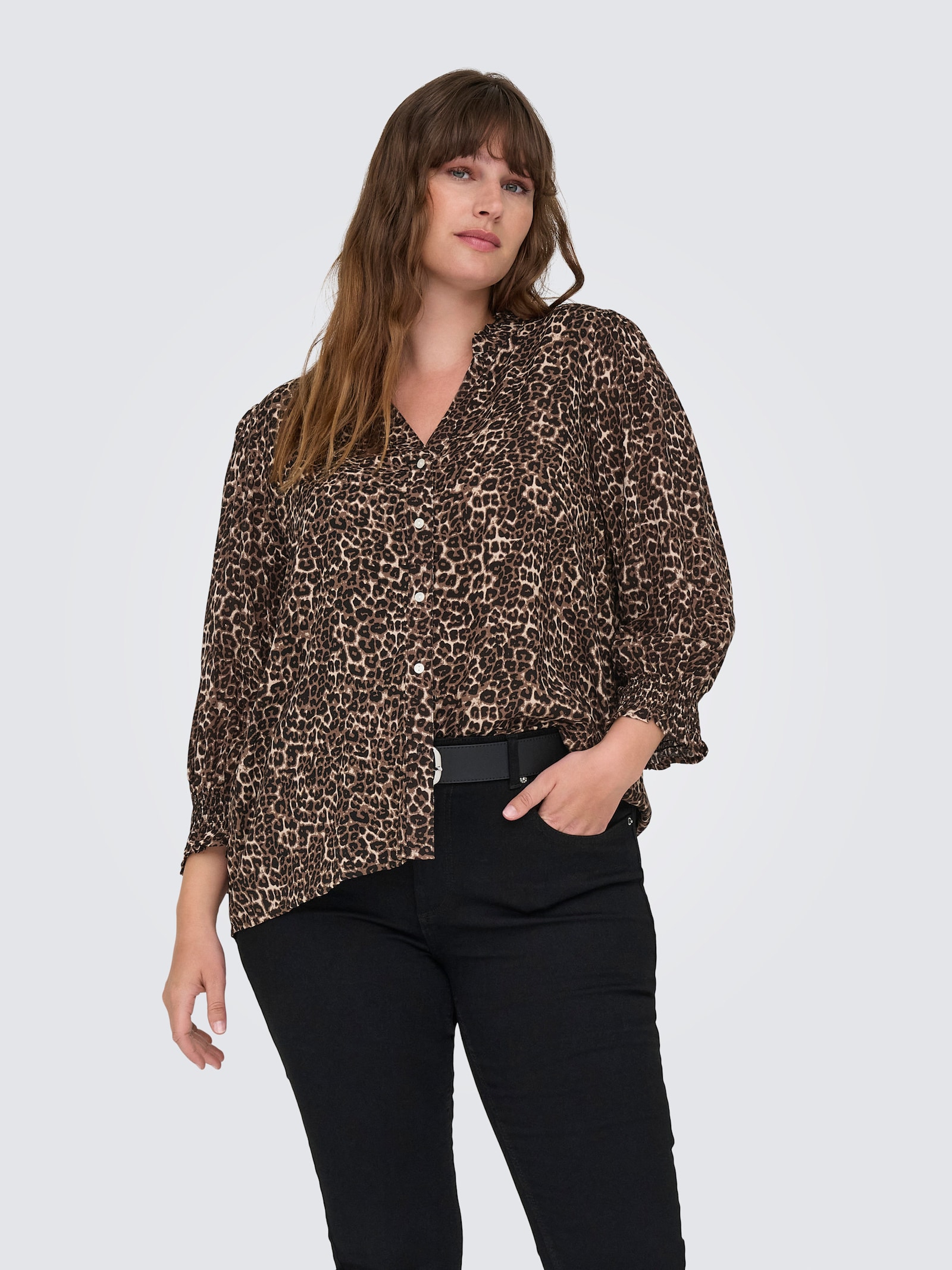 ONLY CARMAKOMA Druckbluse - silver mink aop:animal