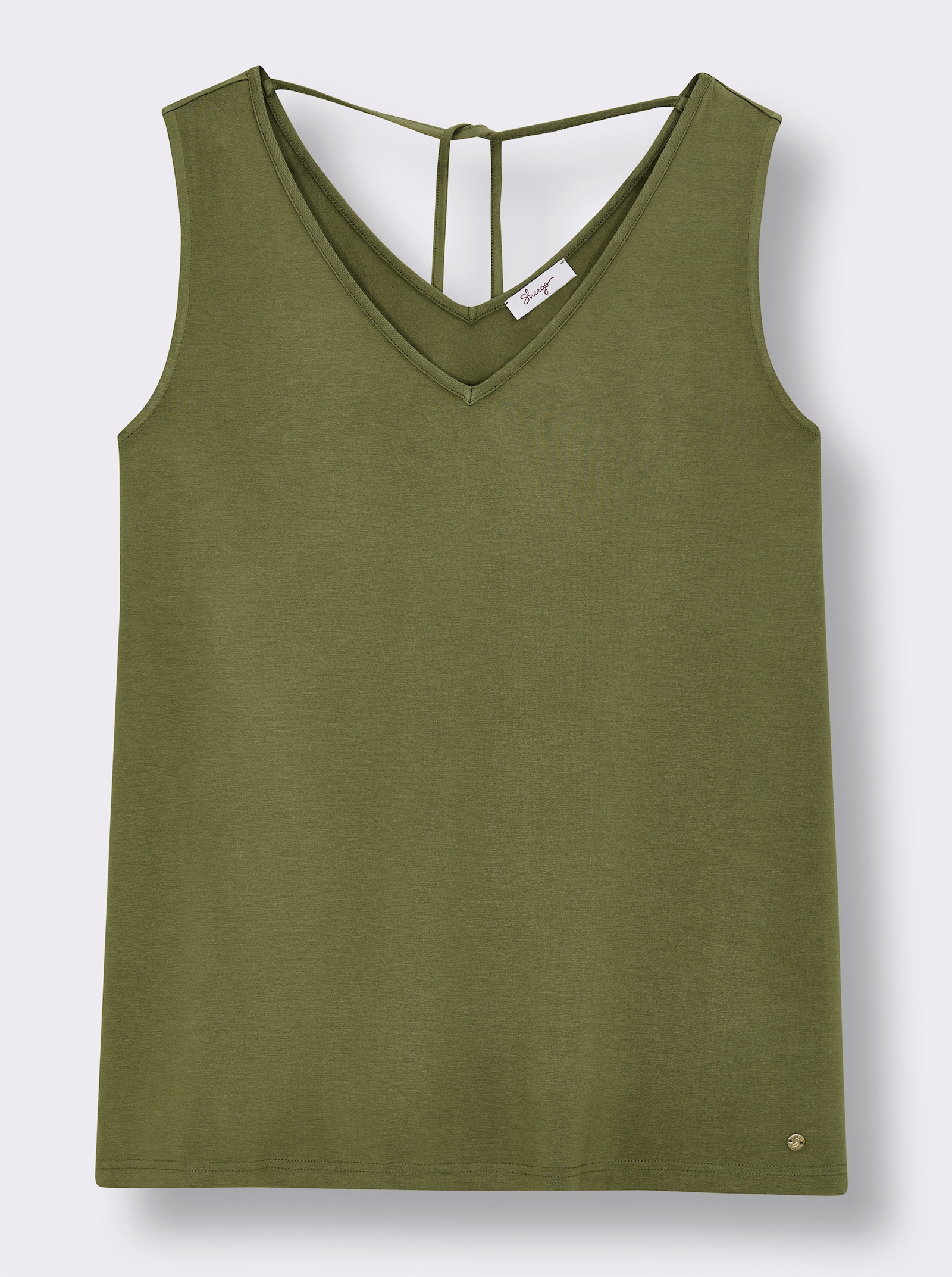 sheego Shirttop mit Bindeband im Nacken - oliv