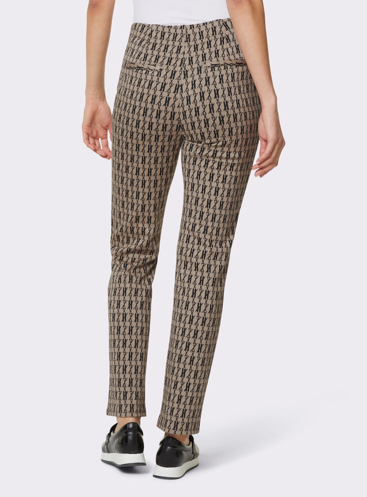 heine Jersey pantalon - zwart/beige gedessineerd