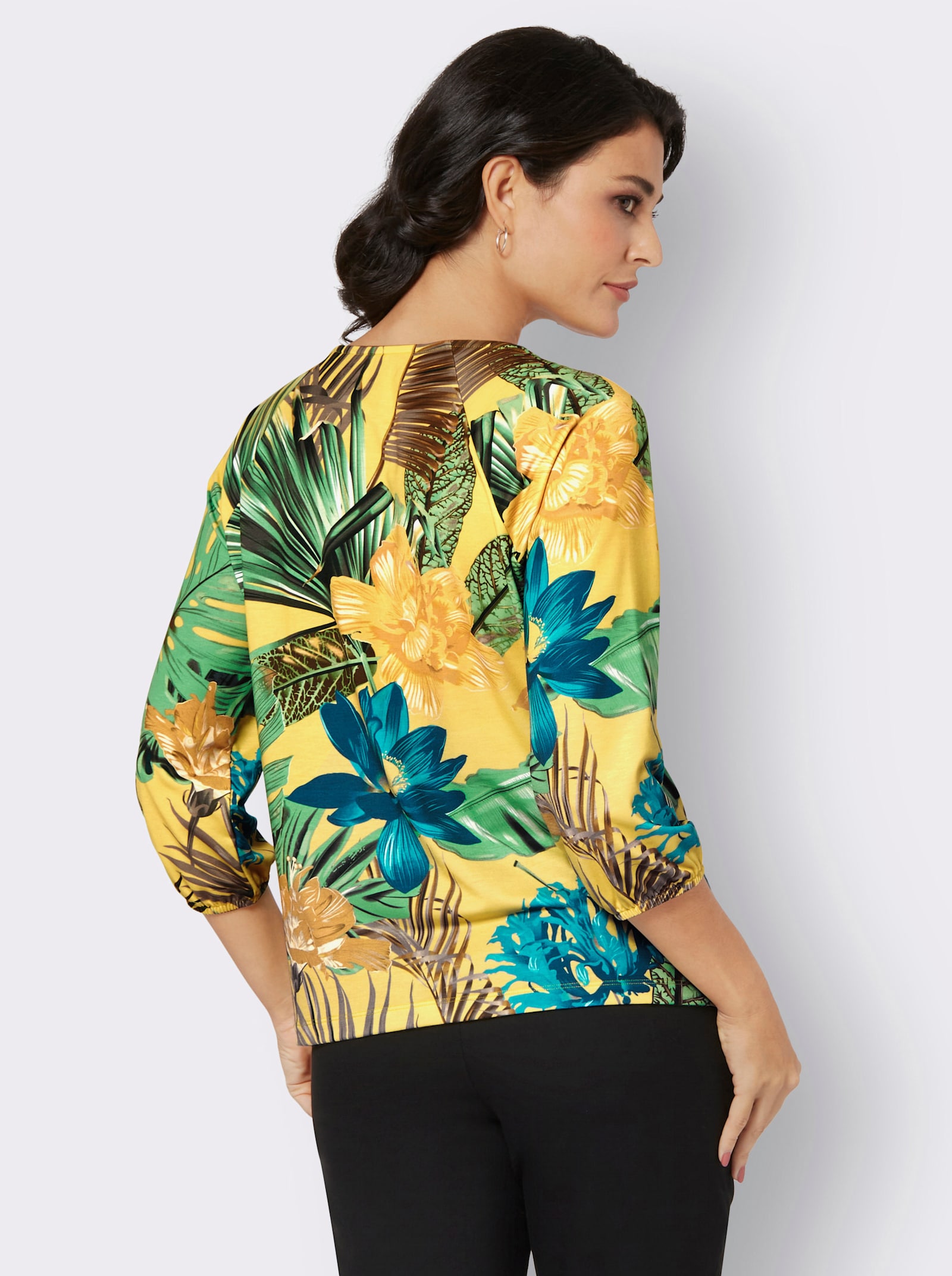  Print-Shirt mit Cut-out-Details - gelb-khaki-bedruckt