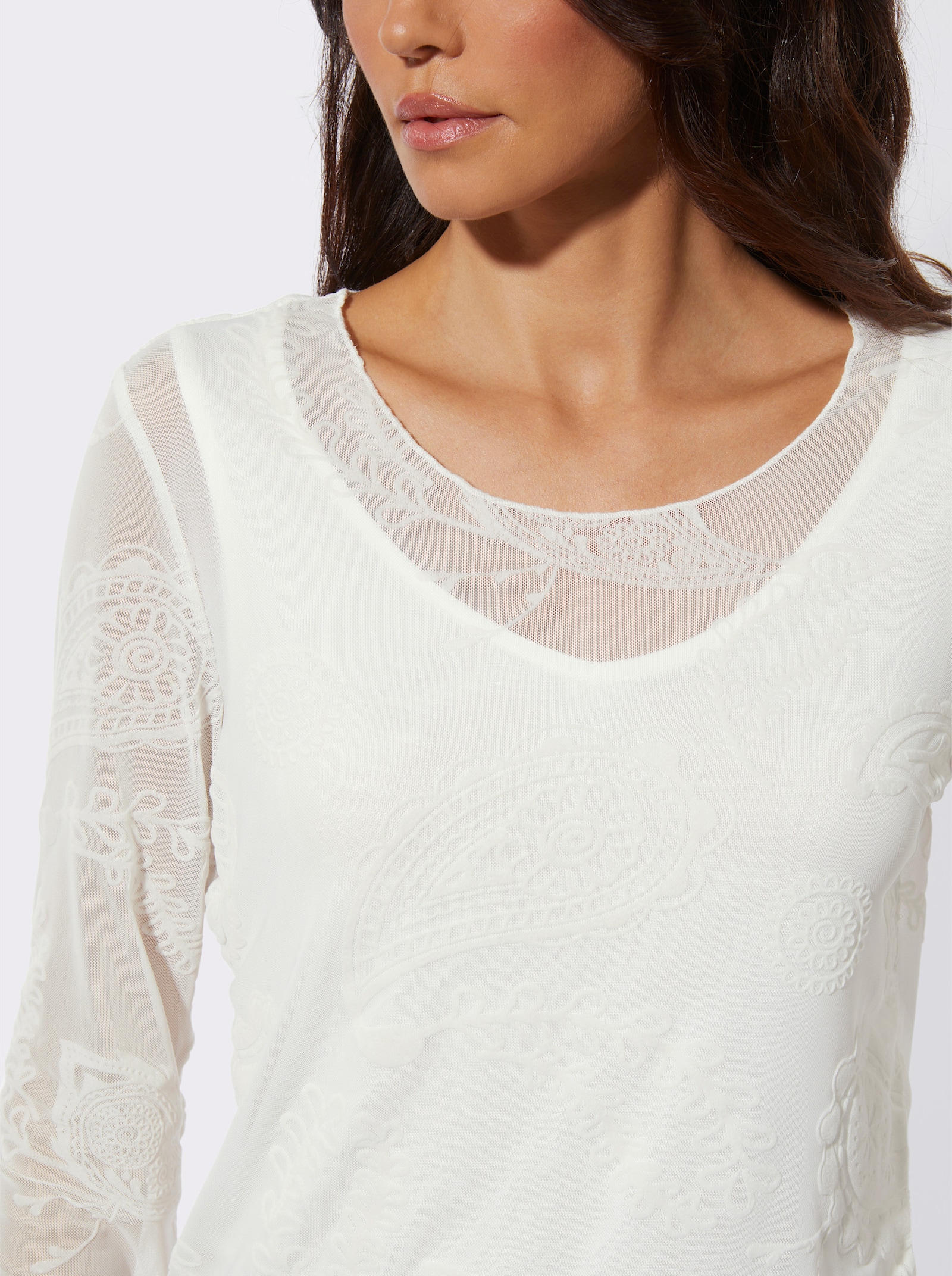 Langarmshirt mit integriertem Top - ecru