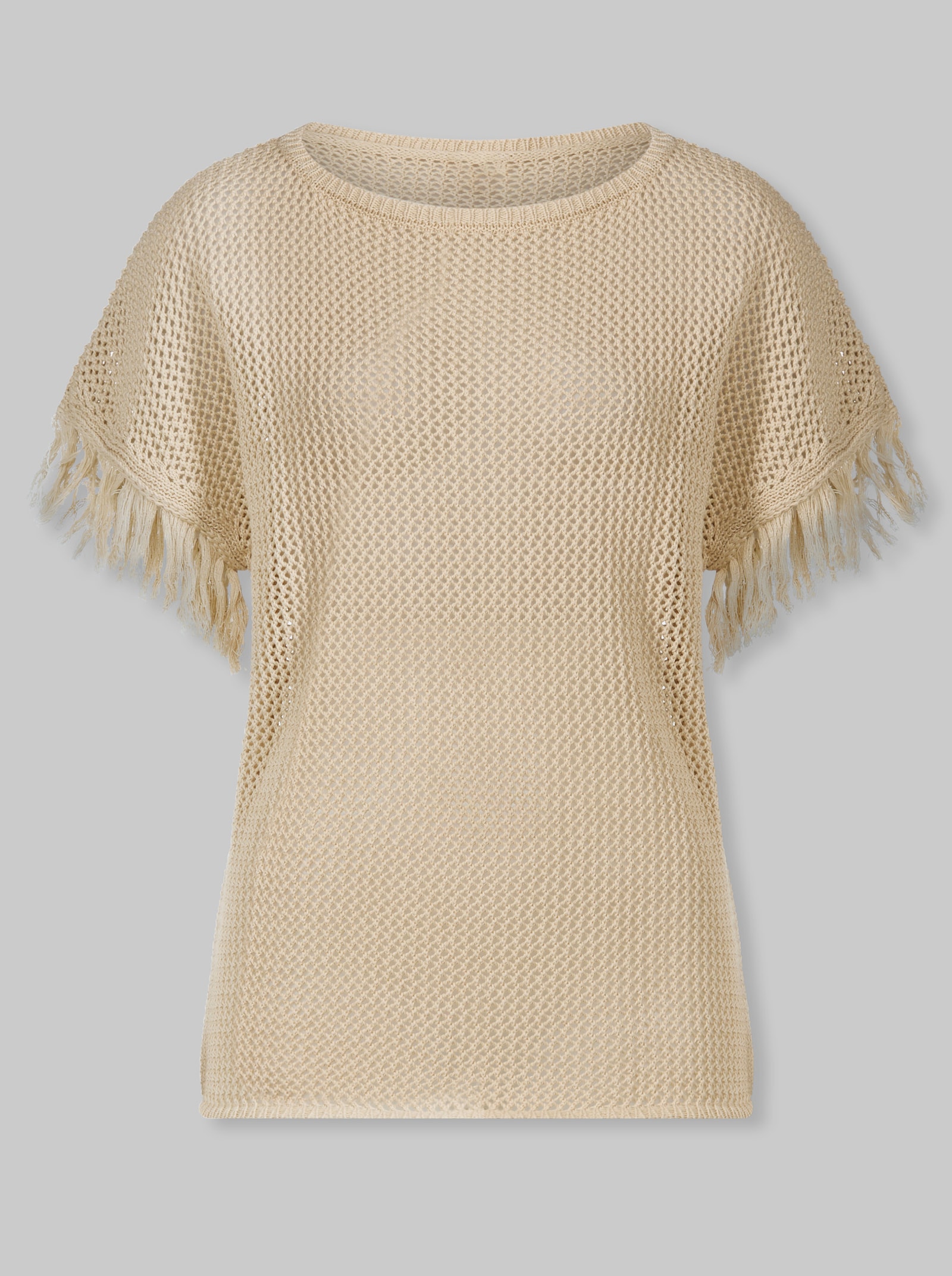 heine Ajourpullover mit Fransen - sand