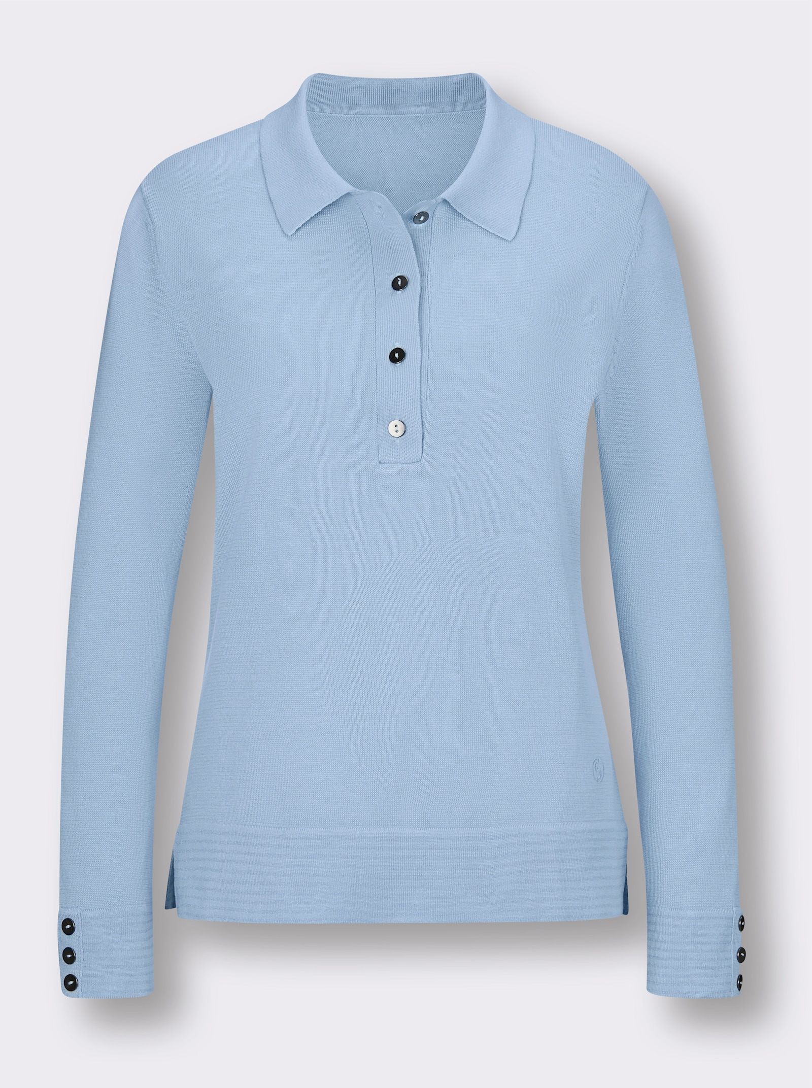 CREATION L PREMIUM Polopullover aus mercerisierter Baumwolle - eisblau