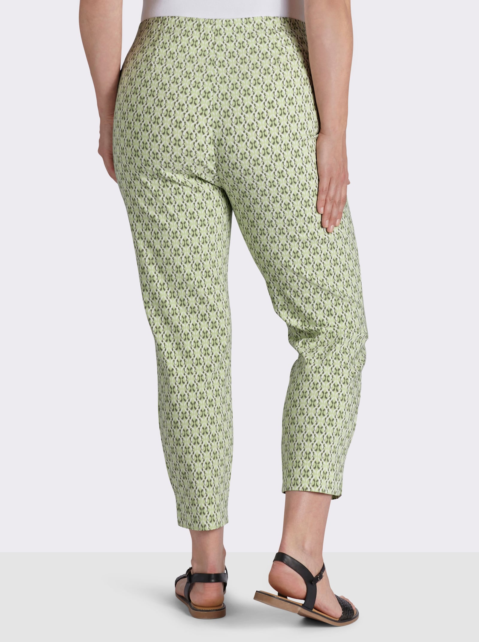  Bengalinhose mit Schlitzen am Bein - pistazie-khaki-bedruckt