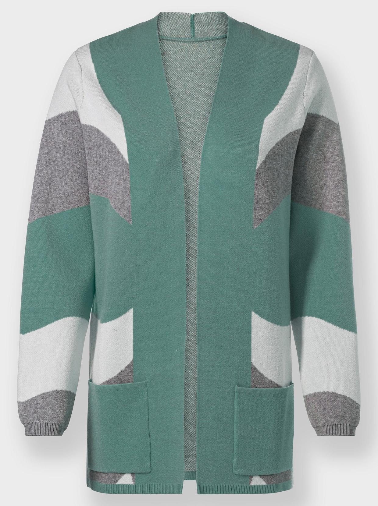 Jacquardvest - jade/steengrijs gedessineerd