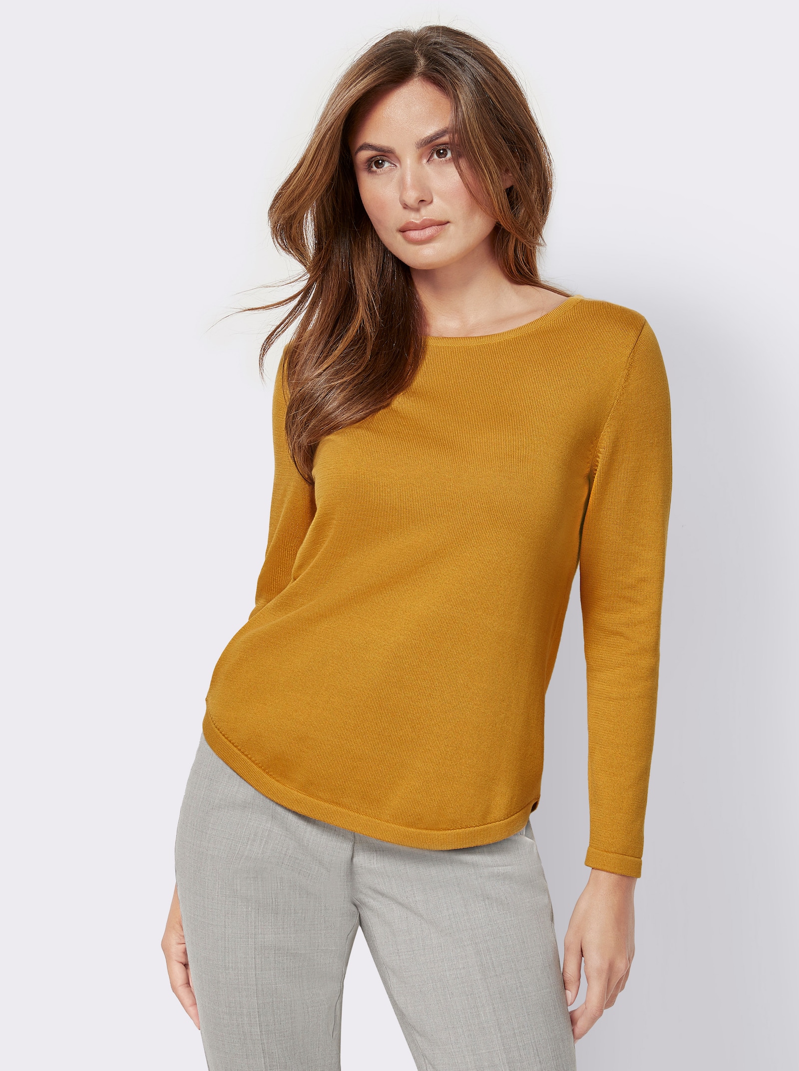 Pull avec encolure en U - jaune curry
