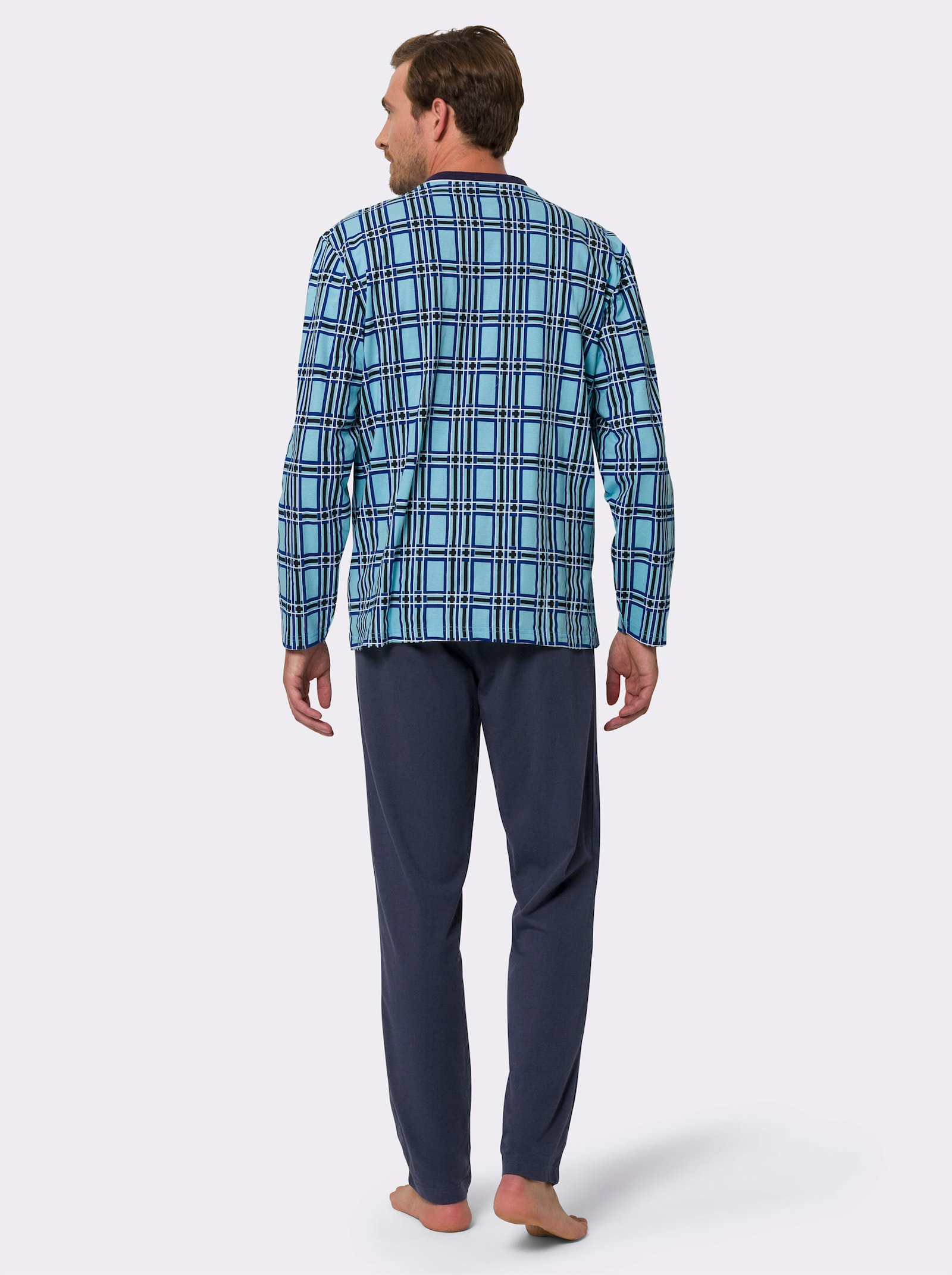 Pyjama met ruitpatroon - aqua/marine