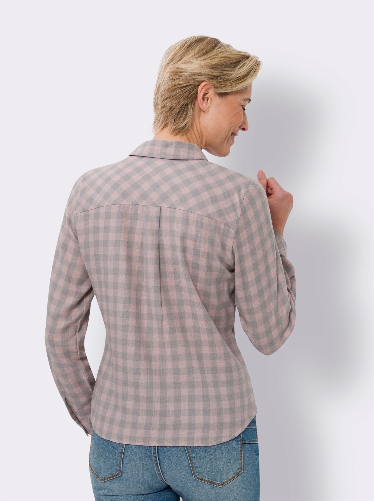 Flanellen blouse - hortensia geruit